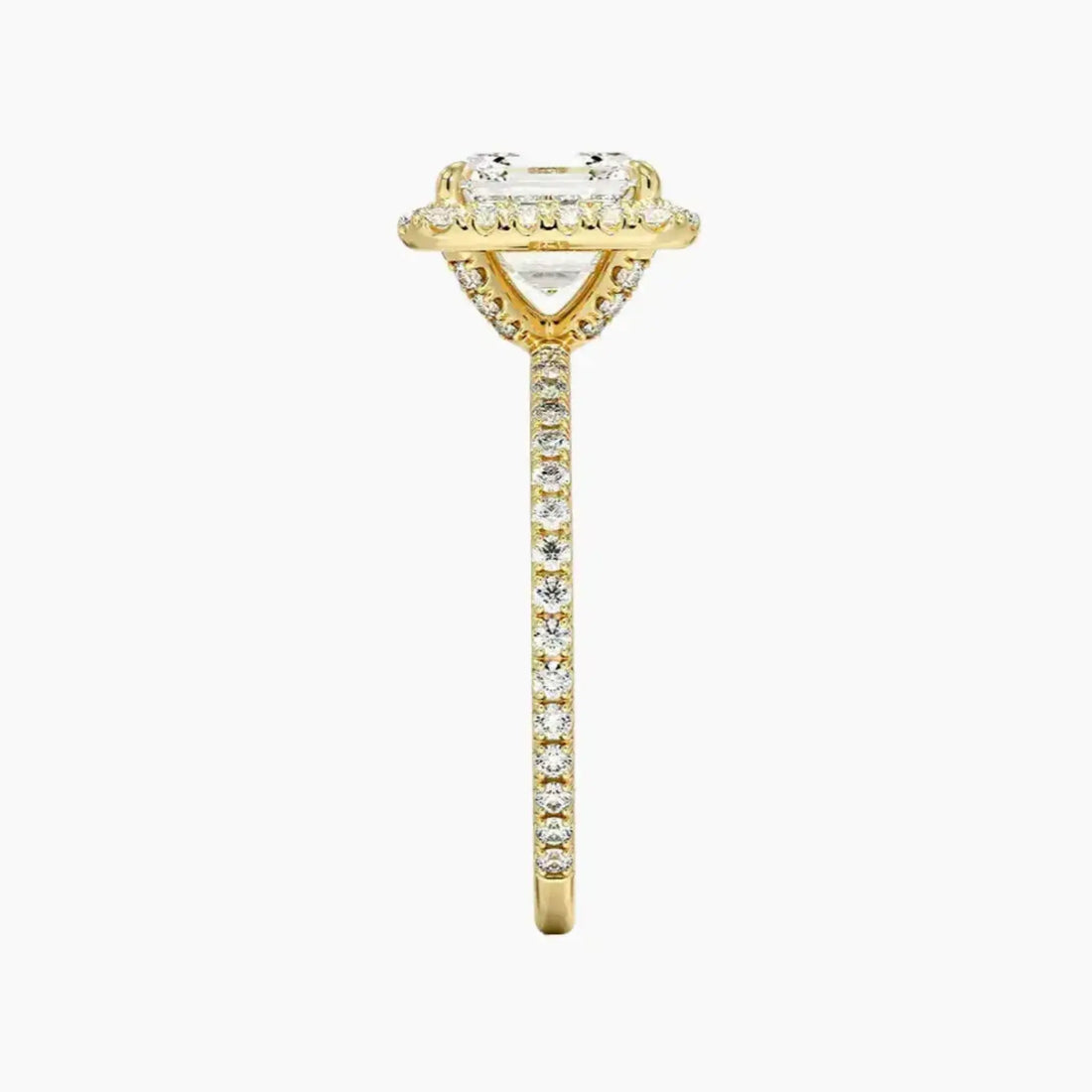 Cassiopeia Pave Asscher Hidden Halo 2 Carat Lab Grown Diamond Engagement Ring in 14K Rose Gold