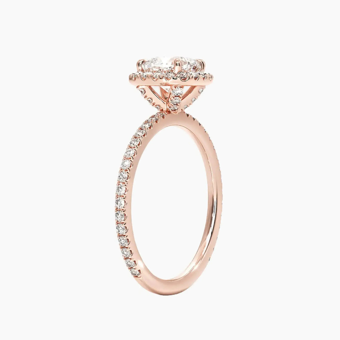 Cassiopeia Pave Cushion Hidden Halo Diamond Ring Setting in 18K White Gold