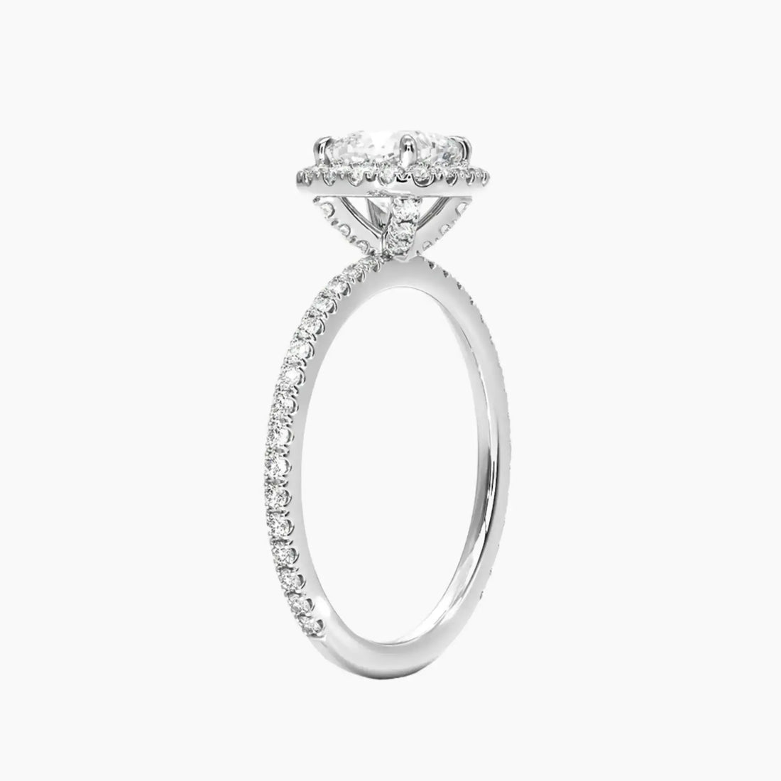 Cassiopeia Pave Cushion Hidden Halo 3 Carat Lab Grown Diamond Engagement Ring in 14K Yellow Gold