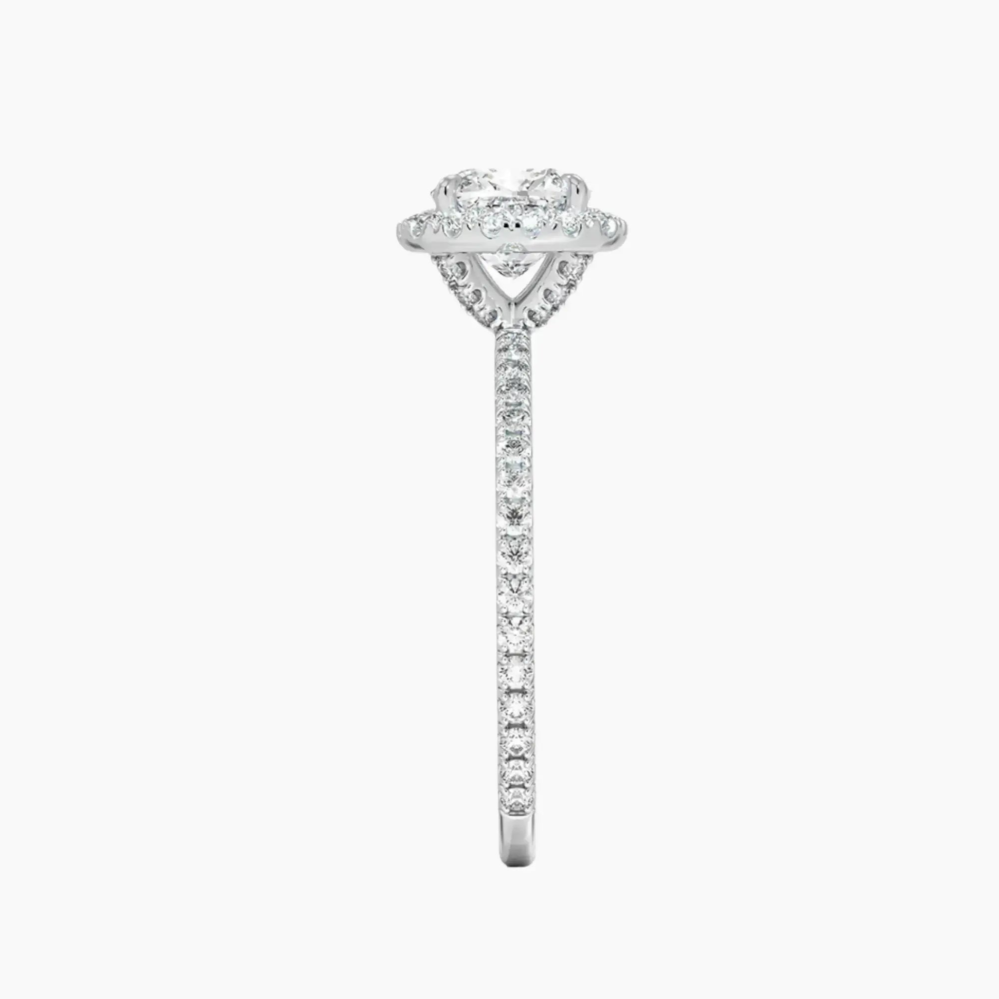 Cassiopeia Pave Cushion Hidden Halo Diamond Ring Setting in 14K Rose Gold