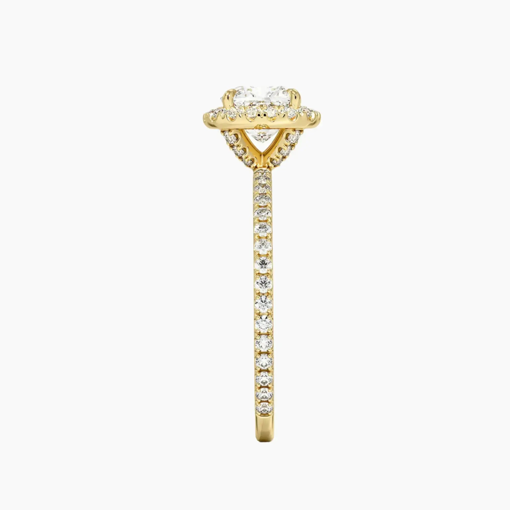Cassiopeia Pave Cushion Hidden Halo 3 Carat Lab Grown Diamond Engagement Ring in 18K White Gold