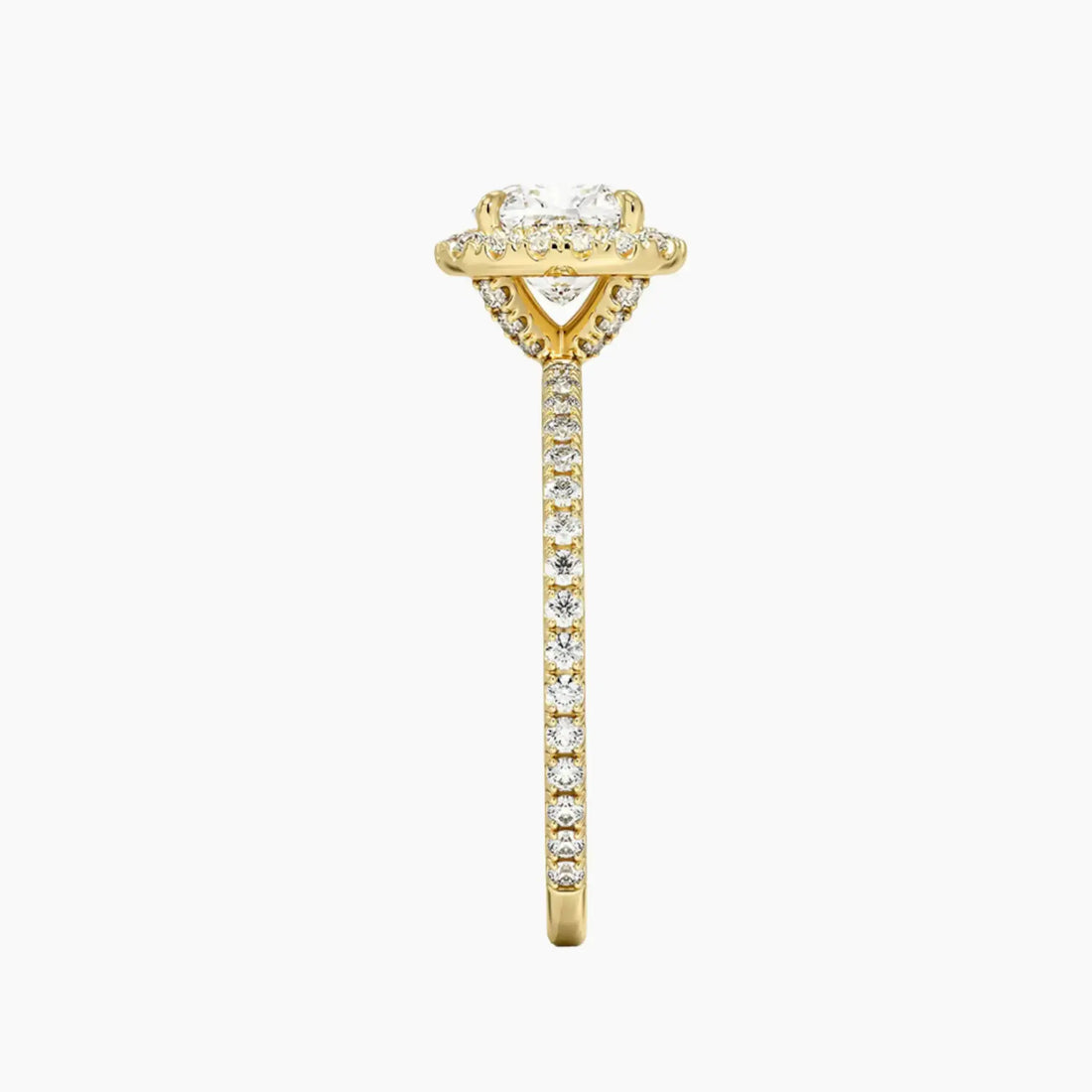 Cassiopeia Pave Cushion Hidden Halo Diamond Ring Setting in 14K White Gold