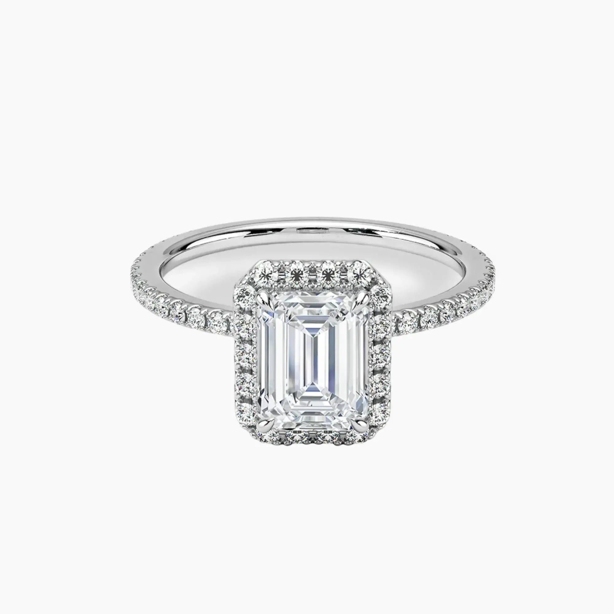 Cassiopeia Pave Emerald Hidden Halo 1 Carat Lab Grown Diamond Engagement Ring in 18K Rose Gold