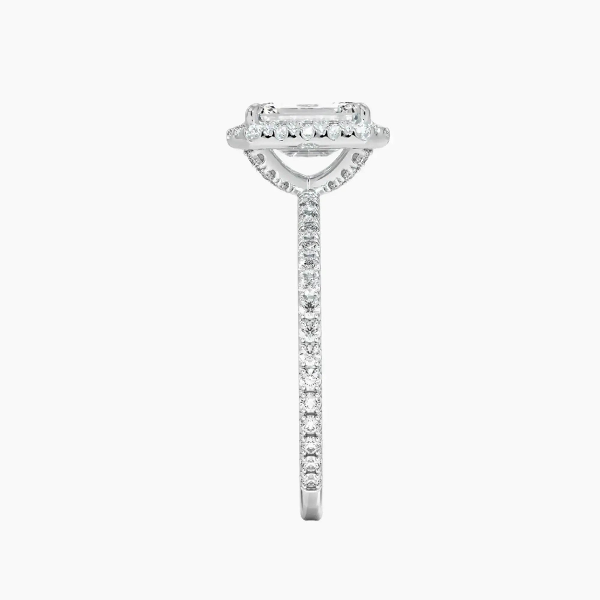 Cassiopeia Pave Emerald Hidden Halo 1.5 Carat Lab Grown Diamond Engagement Ring in 14K Rose Gold