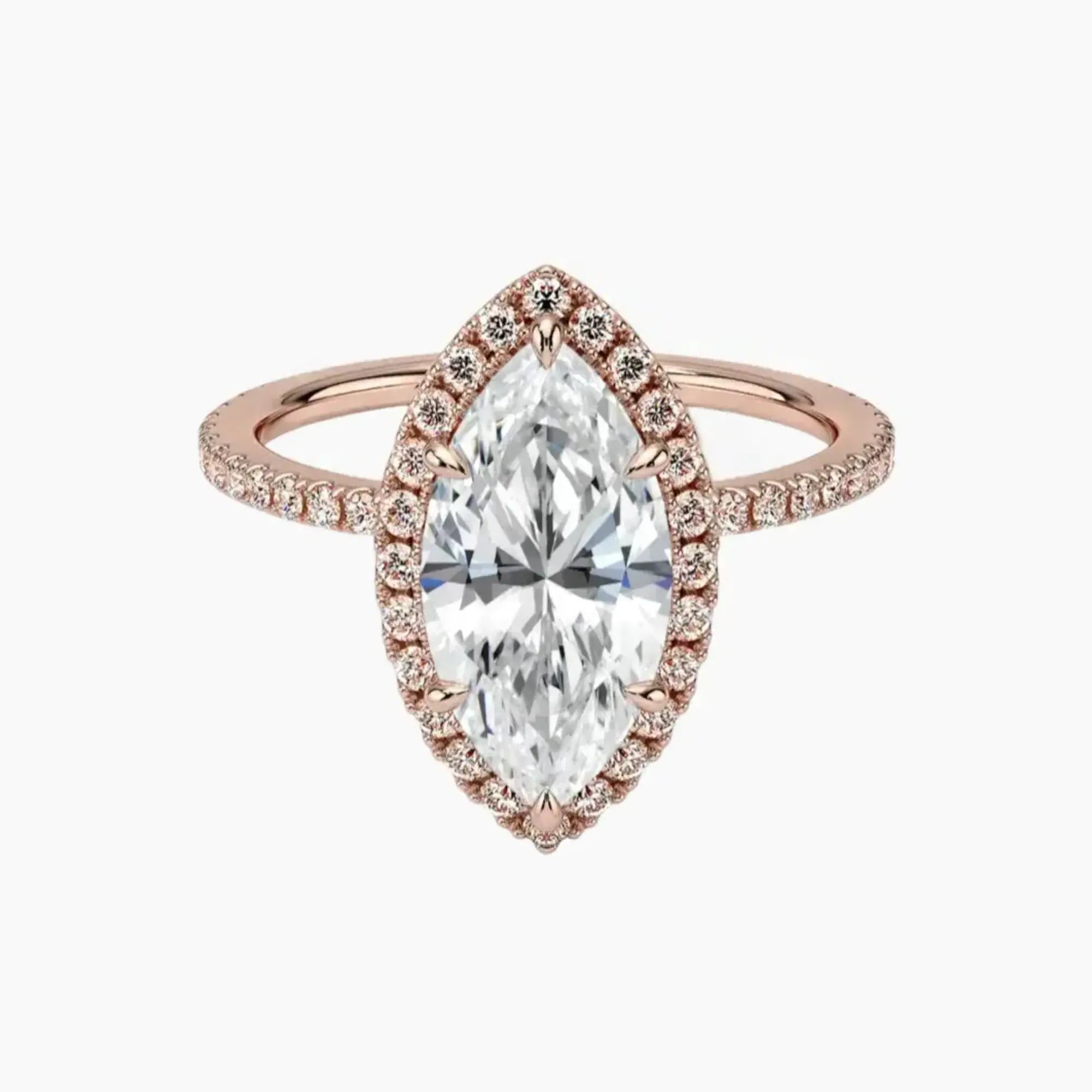Cassiopeia Pave Marquise Hidden Halo 2.5 Carat Lab Grown Diamond Engagement Ring in 18K White Gold