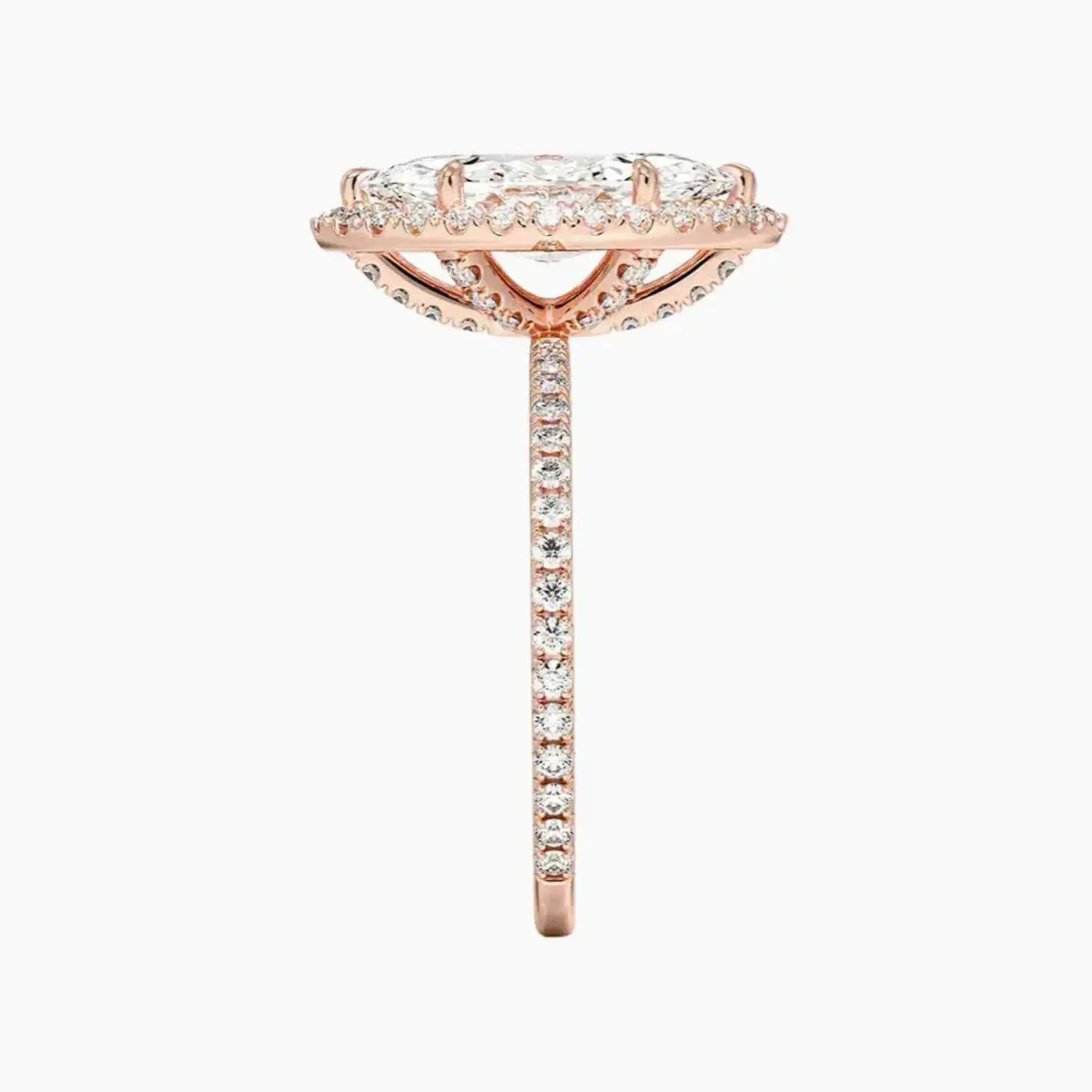 Cassiopeia Pave Marquise Hidden Halo 2.5 Carat Lab Grown Diamond Engagement Ring in 18K White Gold