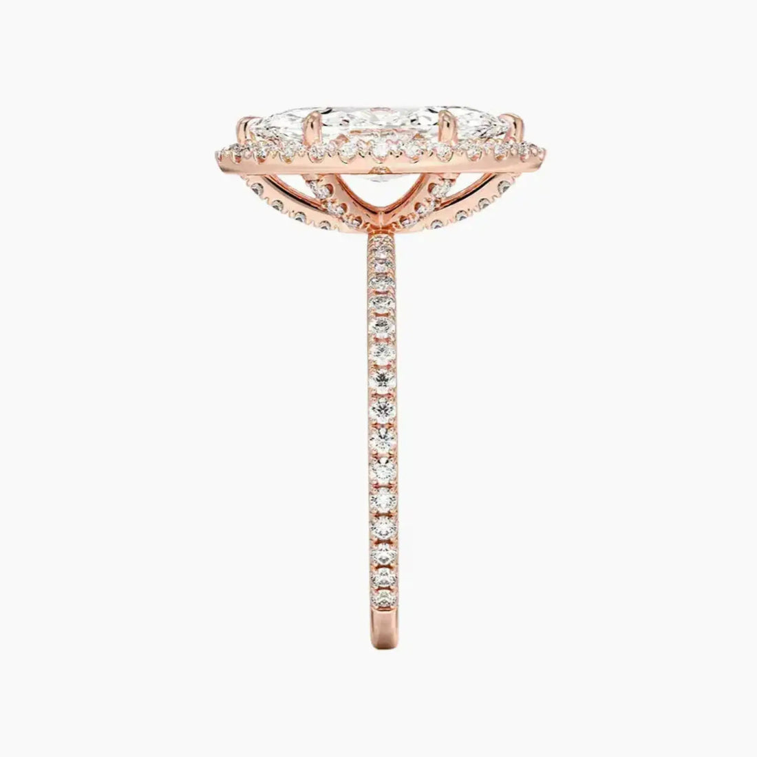 Cassiopeia Pave Marquise Hidden Halo 2 Carat Lab Grown Diamond Engagement Ring in 18K White Gold