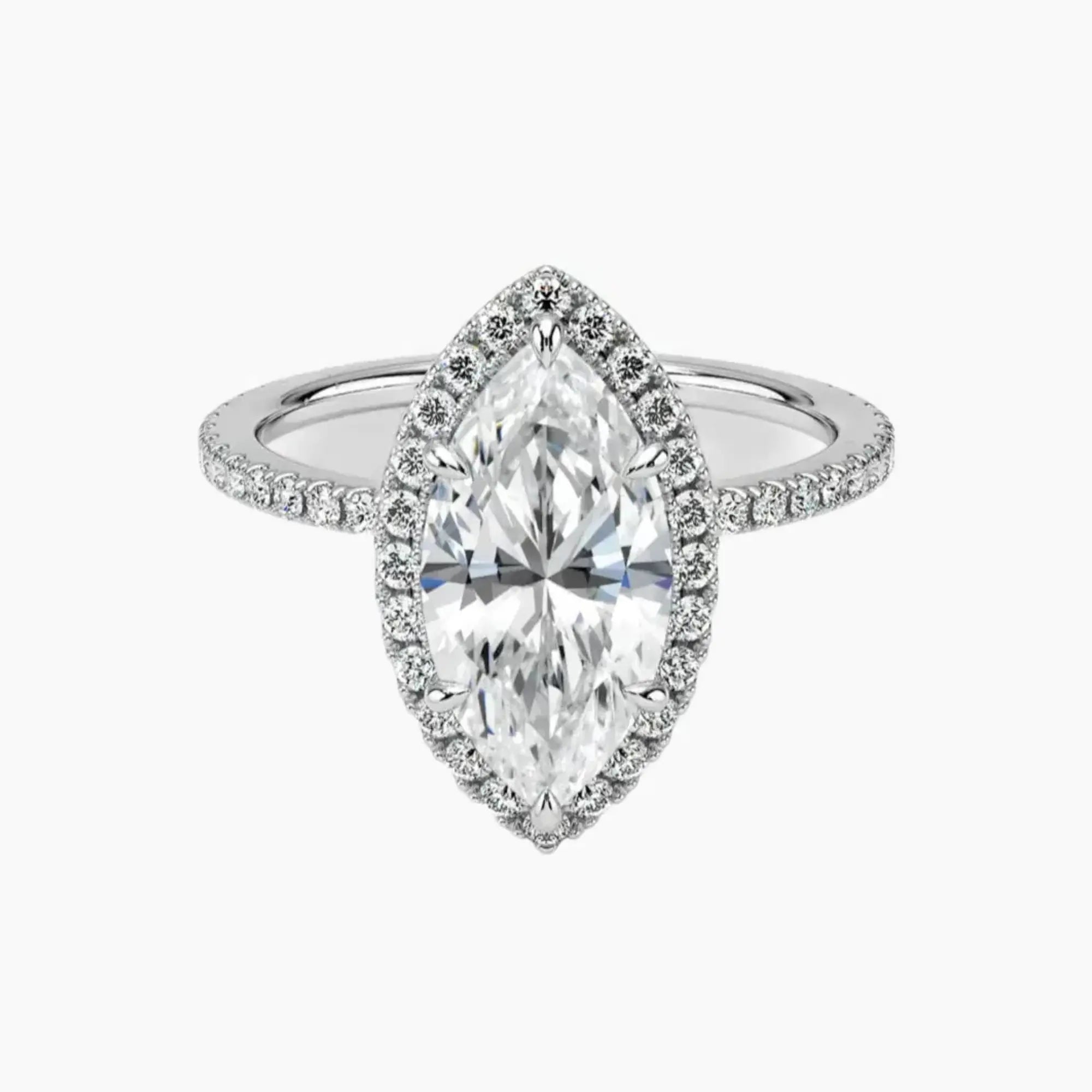 Cassiopeia Pave Marquise Hidden Halo 2.5 Carat Lab Grown Diamond Engagement Ring in 18K Yellow Gold