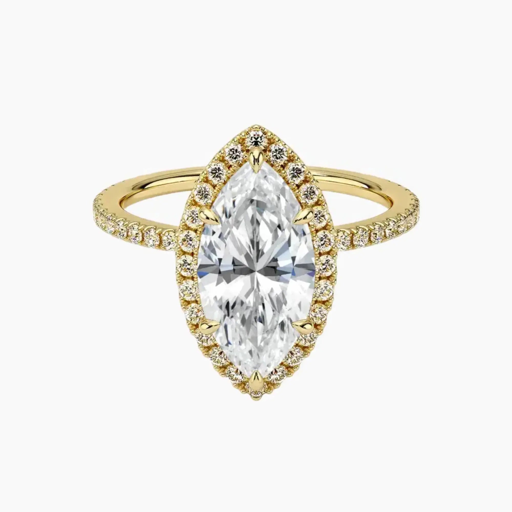 Cassiopeia Pave Marquise Hidden Halo 2 Carat Lab Grown Diamond Engagement Ring in 14K Rose Gold