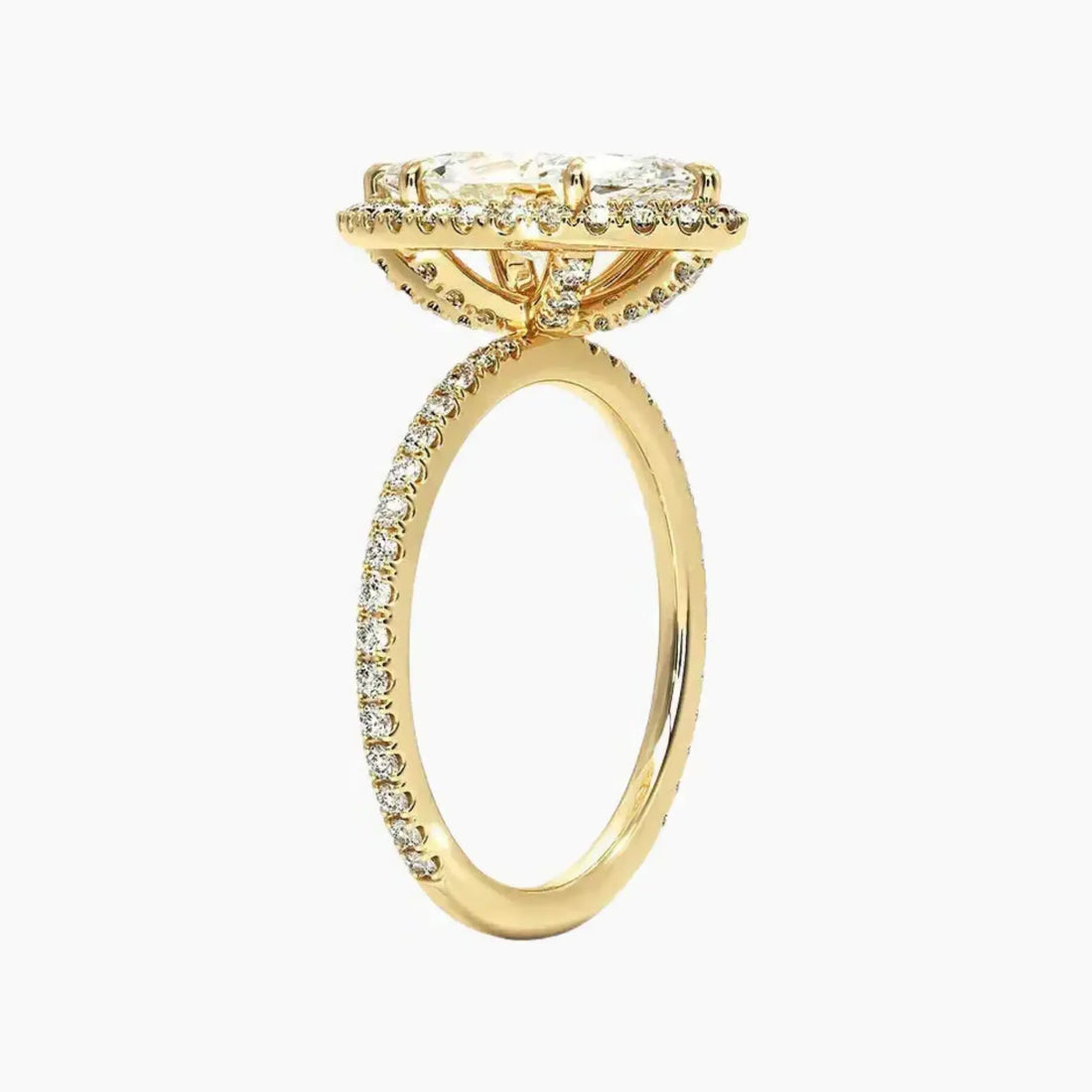 Cassiopeia Pave Marquise Hidden Halo Diamond Ring Setting in 18K Rose Gold