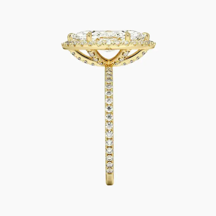 Cassiopeia Pave Marquise Hidden Halo 1.5 Carat Lab Grown Diamond Engagement Ring in 14K Rose Gold
