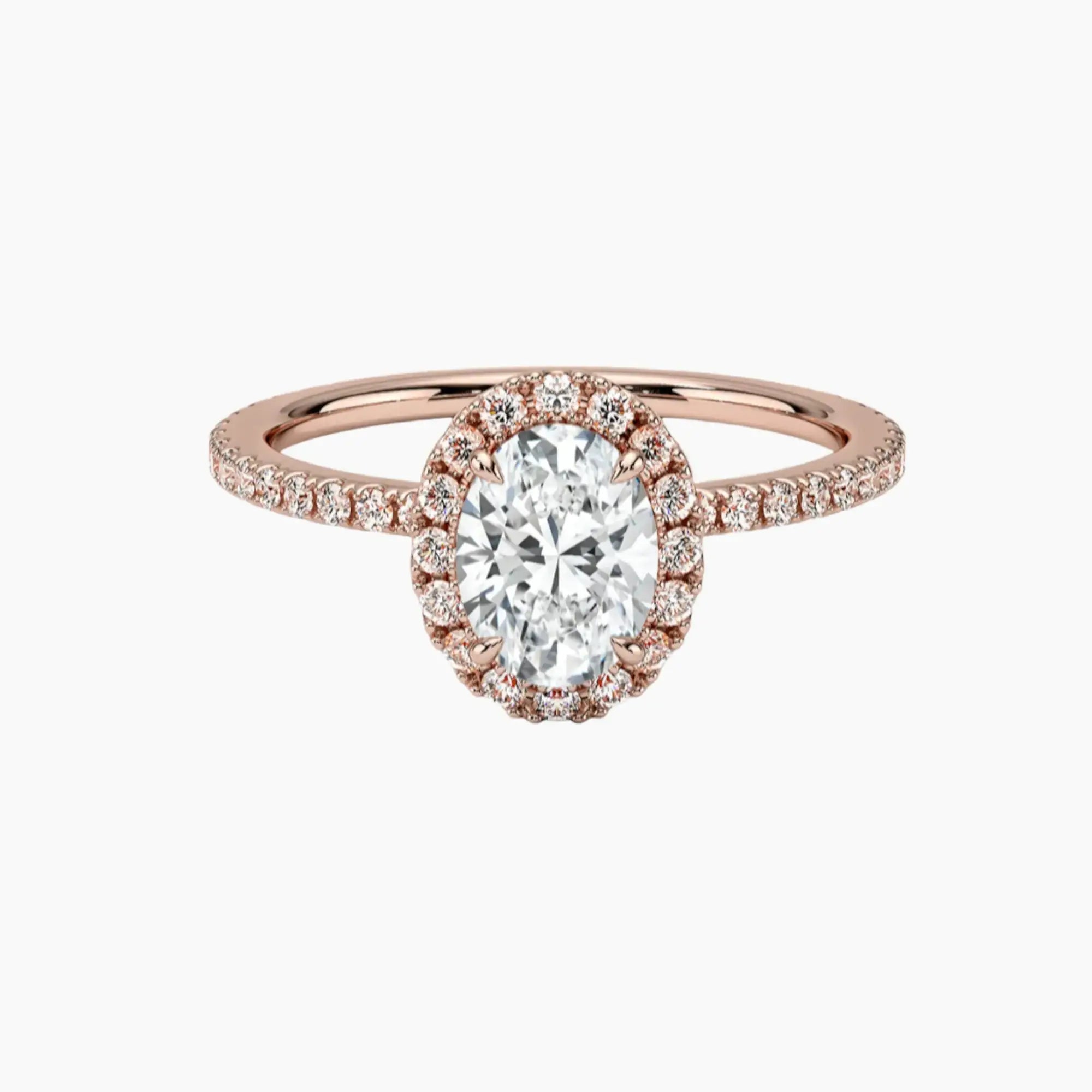 Cassiopeia Pave Oval Hidden Halo Diamond Ring Setting in 14K Yellow Gold