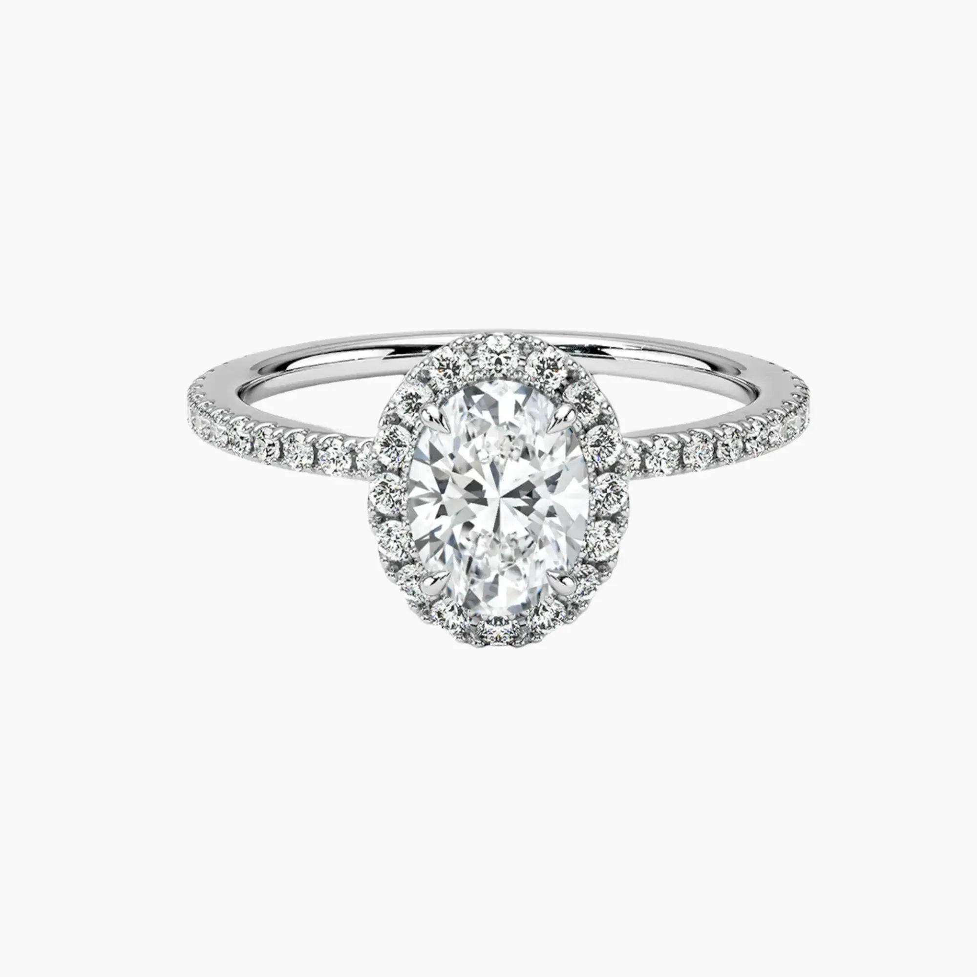 Cassiopeia Pave Oval Hidden Halo 2 Carat Lab Grown Diamond Engagement Ring in 14K Rose Gold