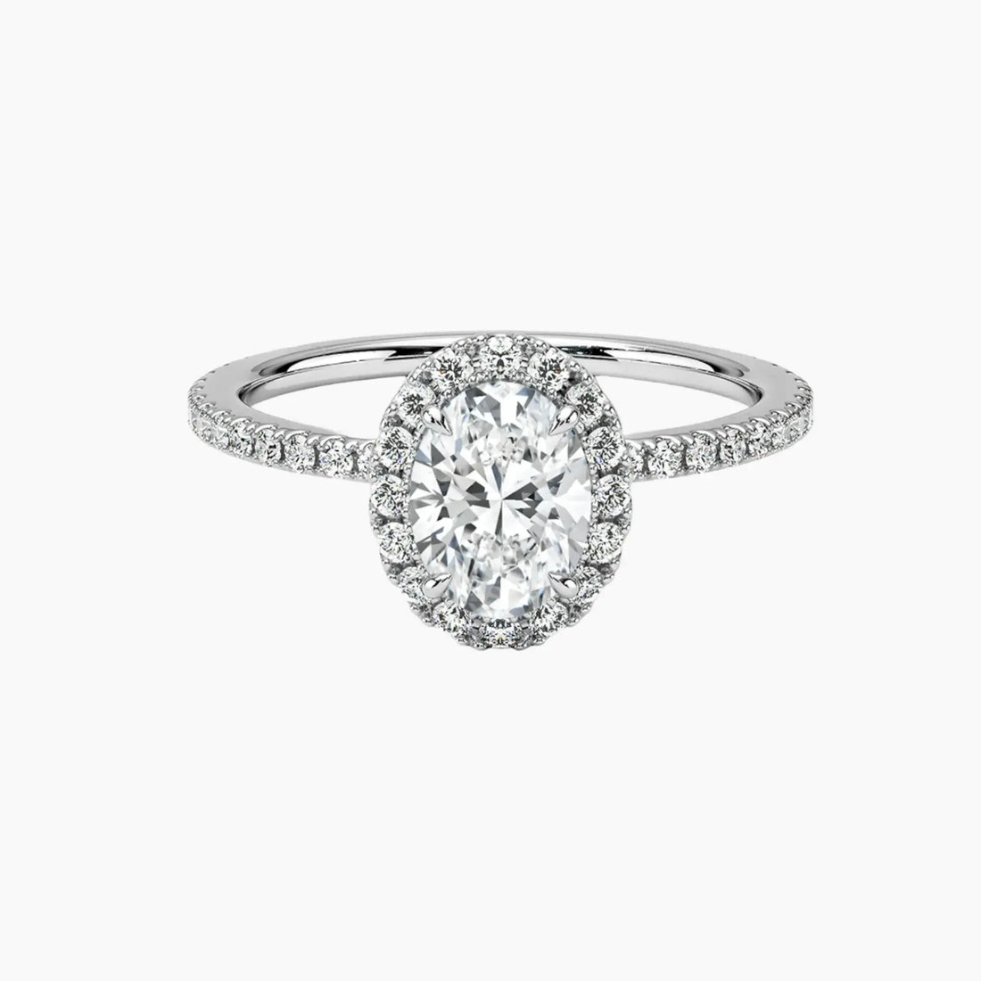 Cassiopeia Pave Oval Hidden Halo 2 Carat Lab Grown Diamond Engagement Ring in 14K Rose Gold