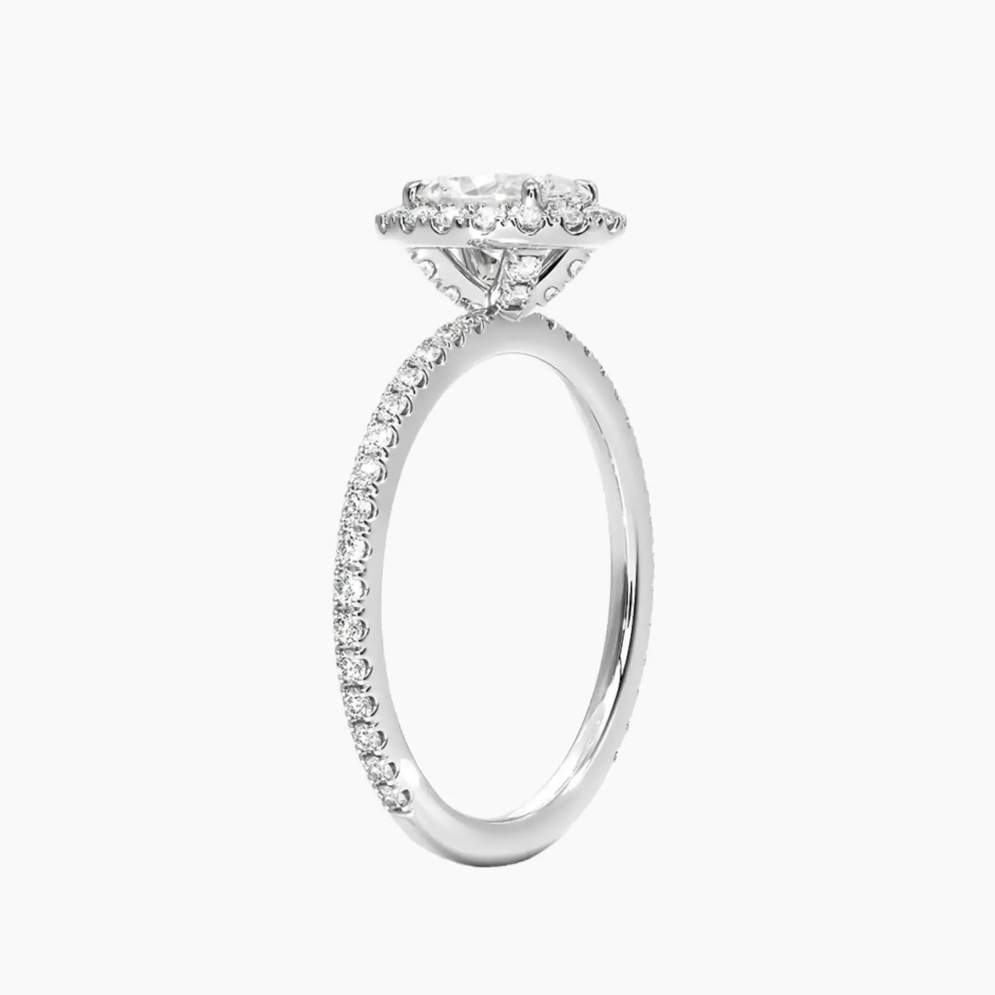 Cassiopeia Pave Oval Hidden Halo Diamond Ring Setting in 14K Rose Gold