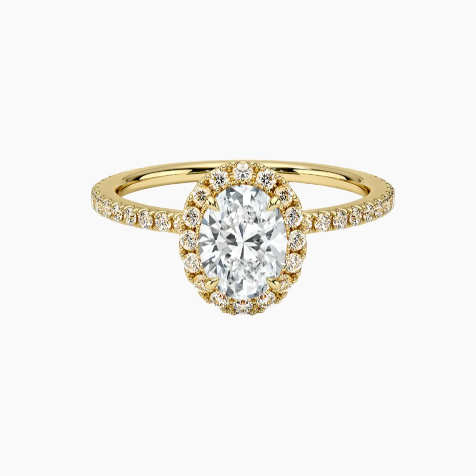 Cassiopeia Pave Oval Hidden Halo Diamond Ring Setting in 14K Rose Gold