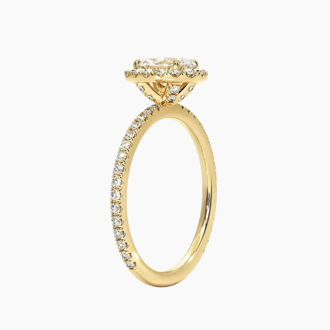 Cassiopeia Pave Oval Hidden Halo Diamond Ring Setting in 14K Rose Gold