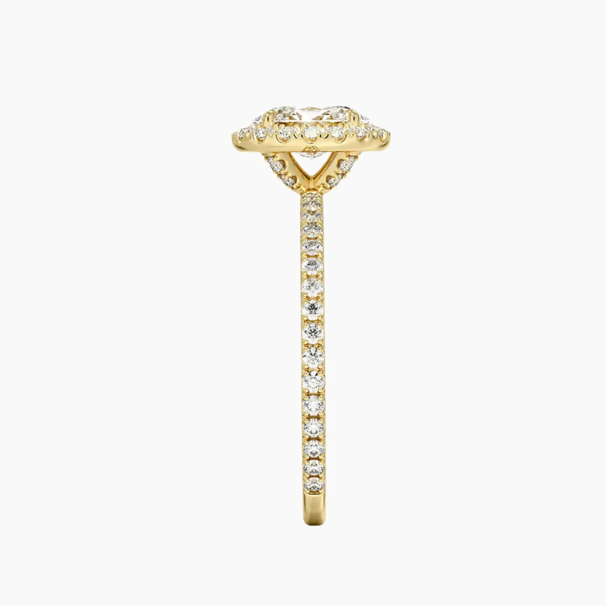 Cassiopeia Pave Oval Hidden Halo 2.5 Carat Lab Grown Diamond Engagement Ring in 14K Yellow Gold