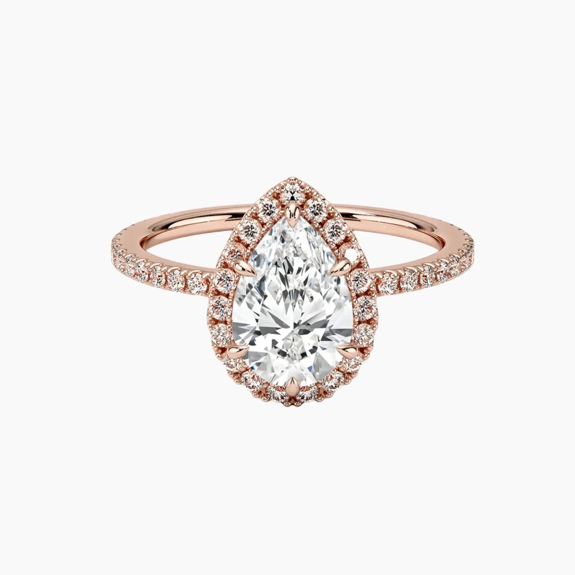 Cassiopeia Pave Pear Hidden Halo 2 Carat Lab Grown Diamond Engagement Ring in 18K White Gold