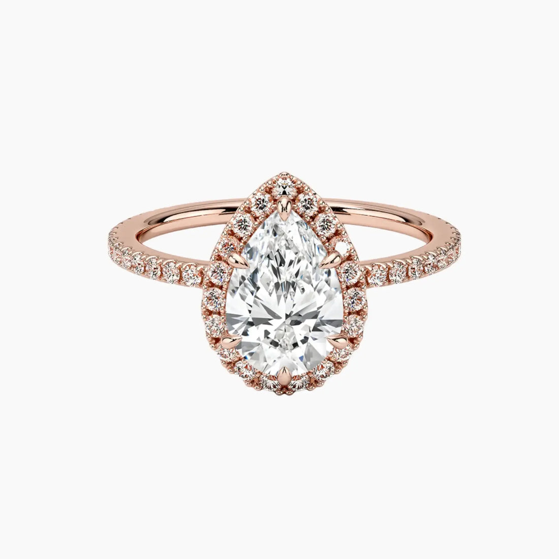 Cassiopeia Pave Pear Hidden Halo Diamond Ring Setting in 18K Yellow Gold
