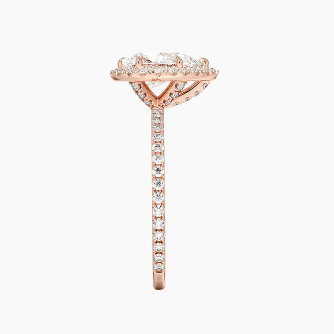 Cassiopeia Pave Pear Hidden Halo Diamond Ring Setting in 18K White Gold
