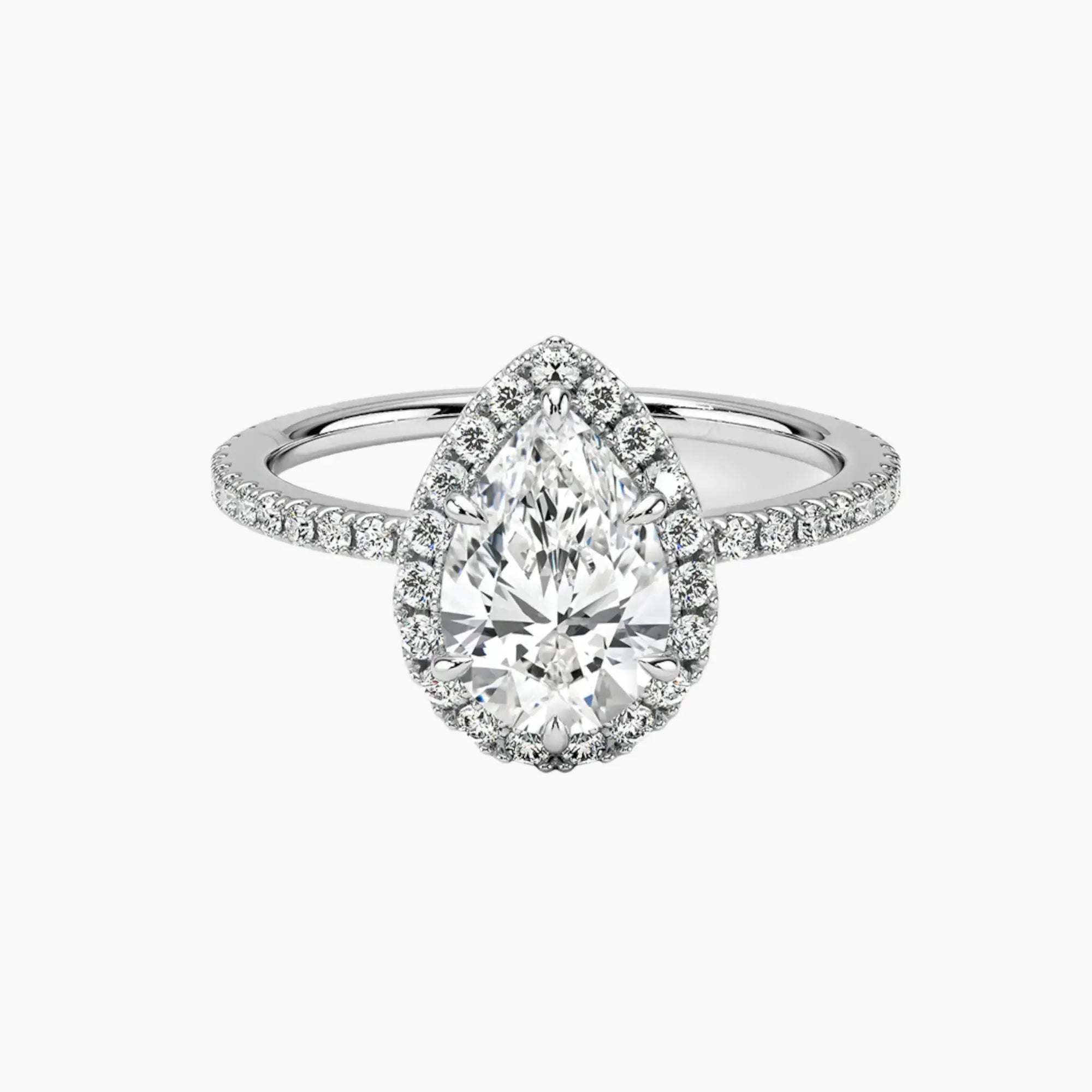 Cassiopeia Pave Pear Hidden Halo Diamond Ring Setting in 14K Yellow Gold