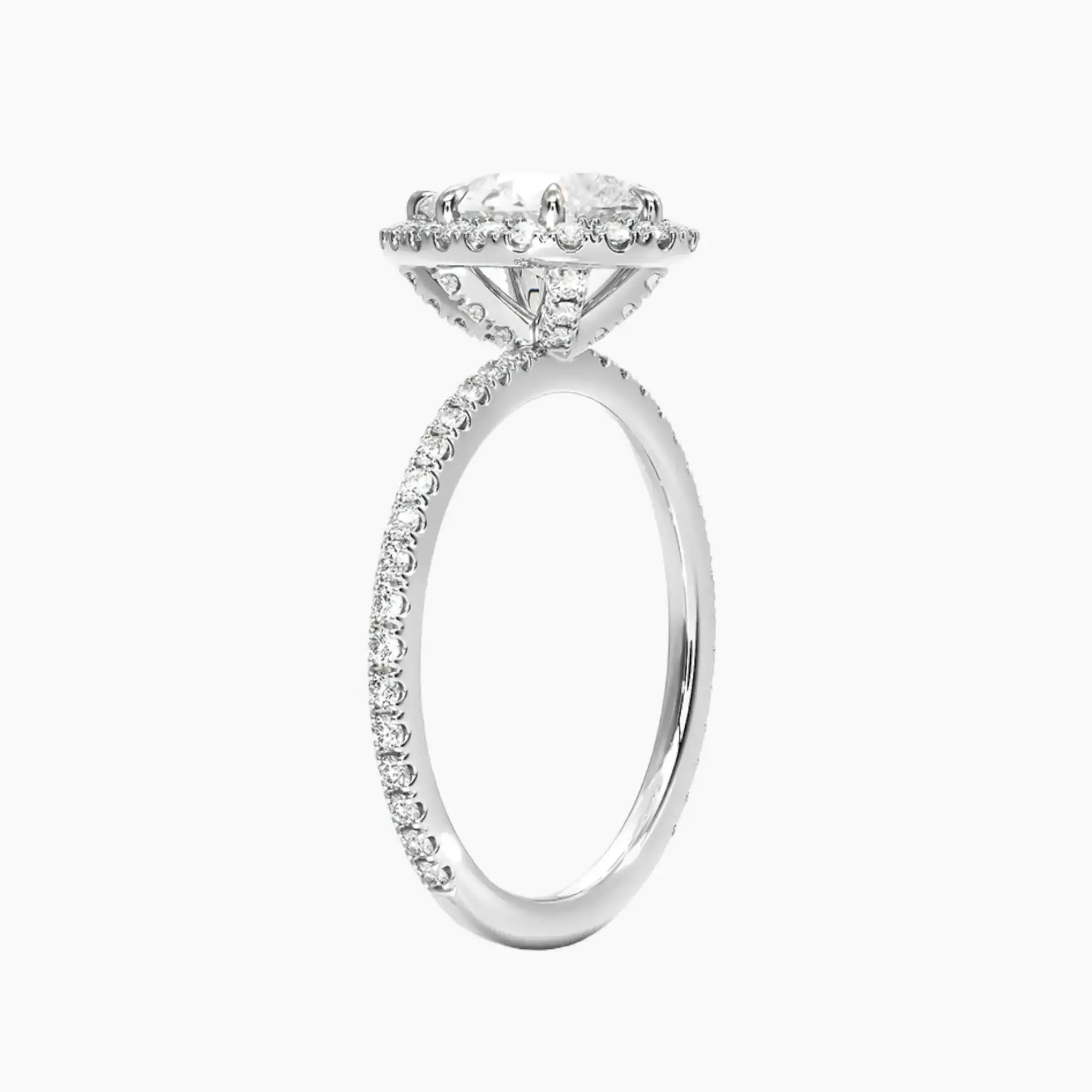 Cassiopeia Pave Pear Hidden Halo Diamond Ring Setting in 18K Rose Gold