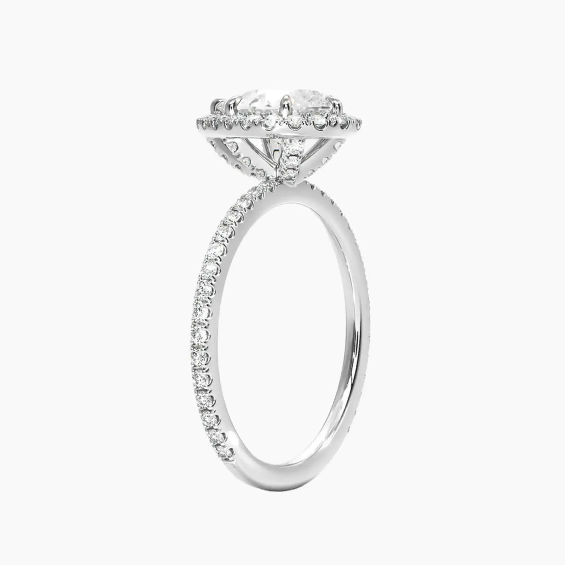 Cassiopeia Pave Pear Hidden Halo 2 Carat Lab Grown Diamond Engagement Ring in 18K White Gold