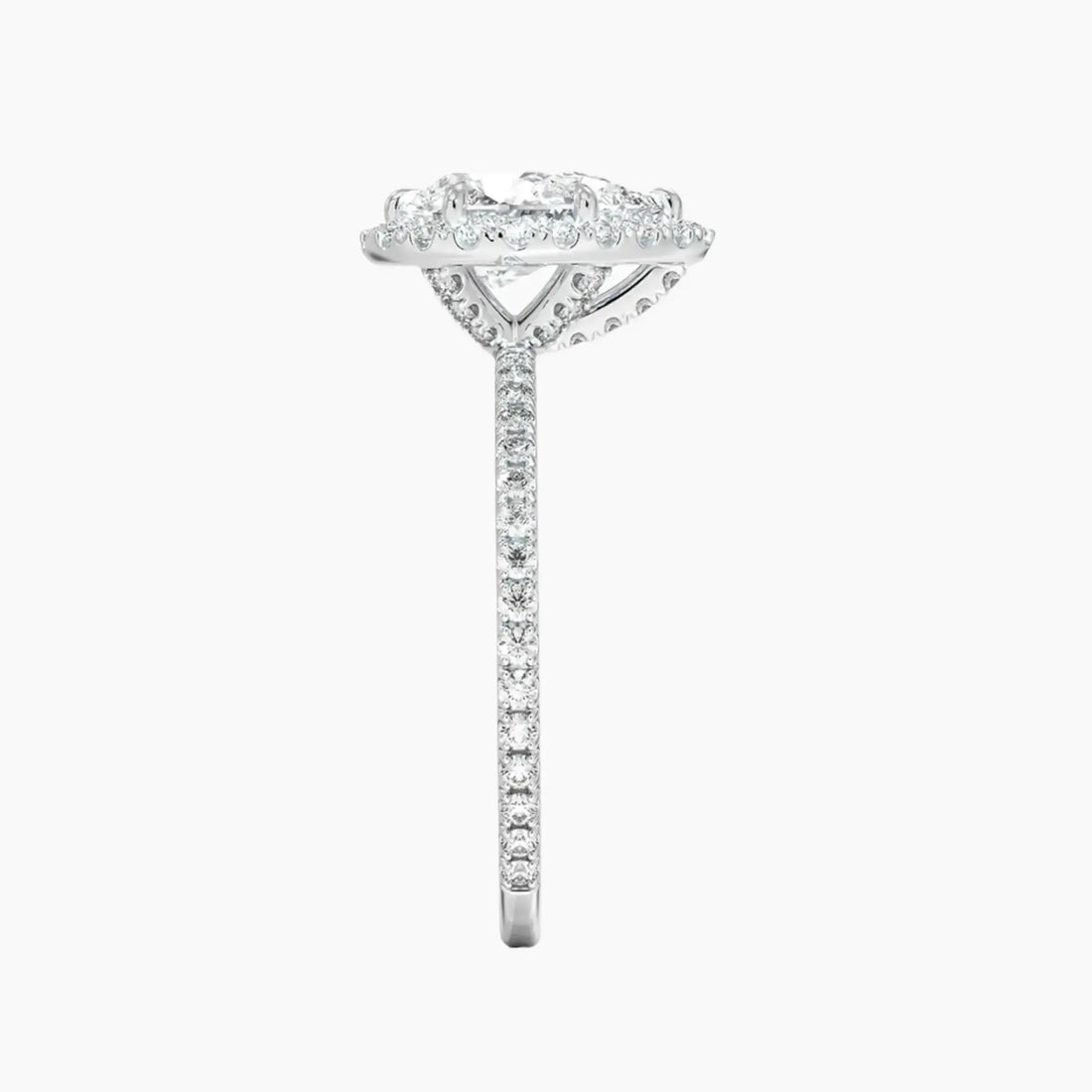 Cassiopeia Pave Pear Hidden Halo Diamond Ring Setting in 18K Rose Gold