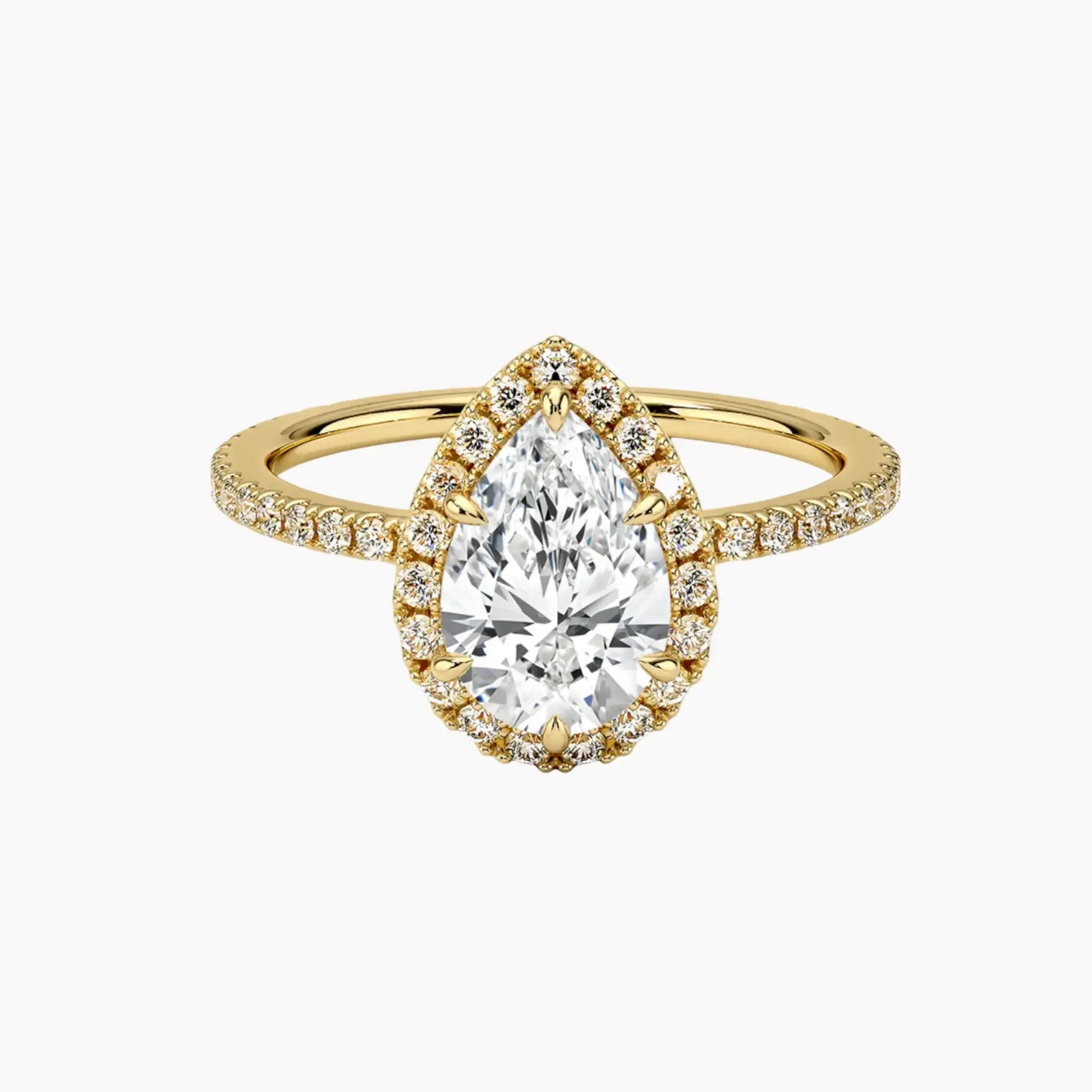 Cassiopeia Pave Pear Hidden Halo 1 Carat Lab Grown Diamond Engagement Ring in 18K Rose Gold