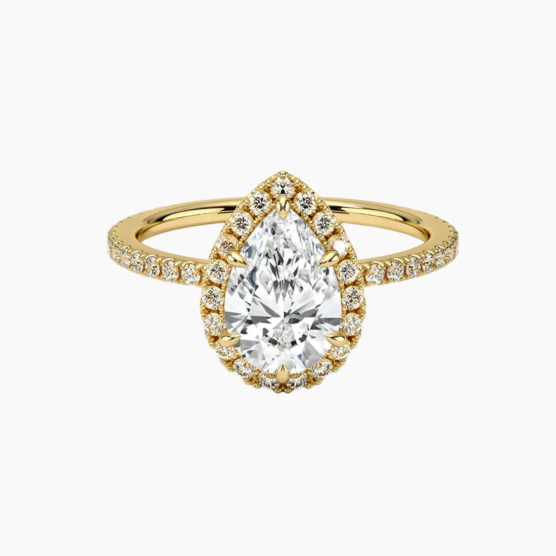Cassiopeia Pave Pear Hidden Halo 2 Carat Lab Grown Diamond Engagement Ring in 14K White Gold