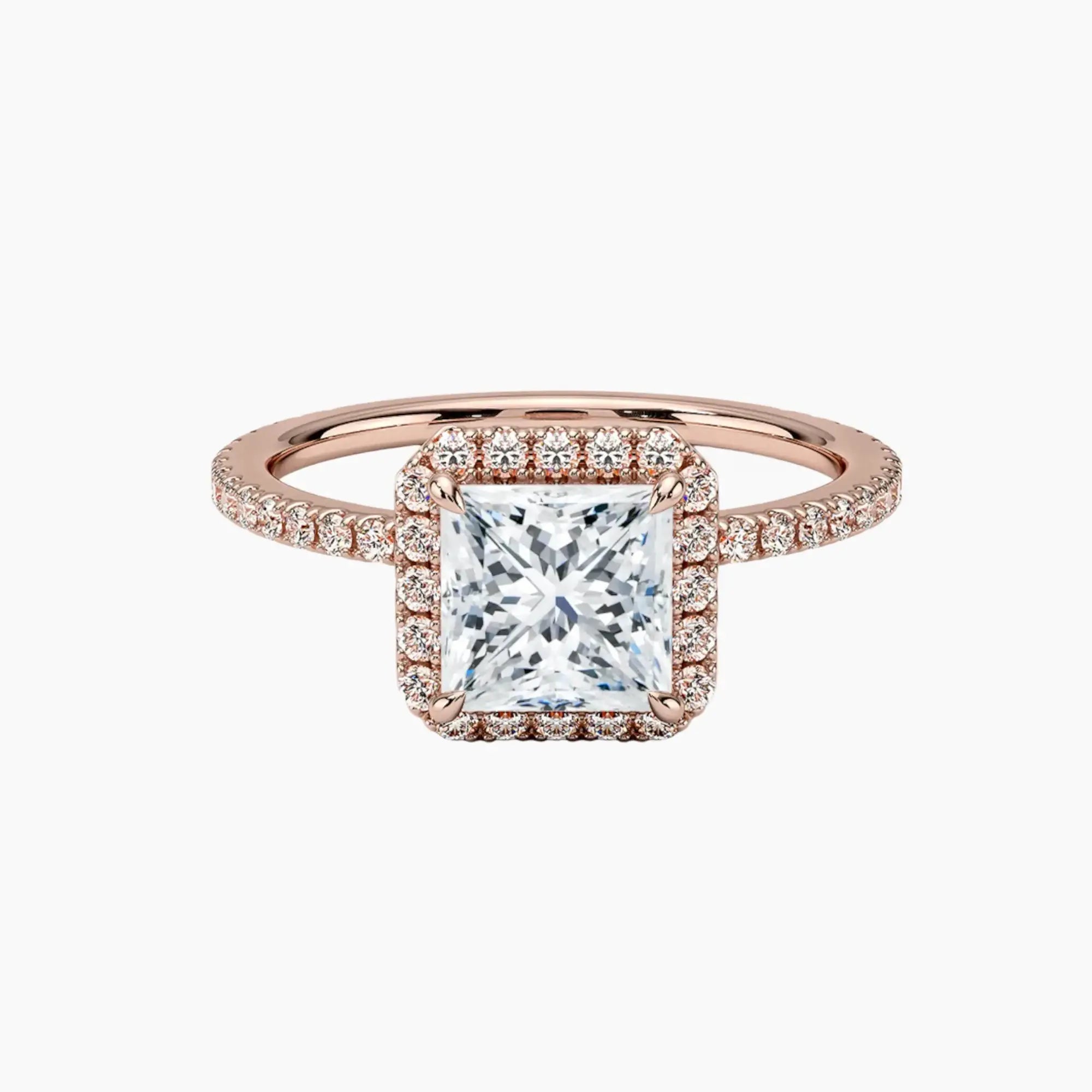 Cassiopeia Pave Princess Hidden Halo Diamond Ring Setting in 18K White Gold