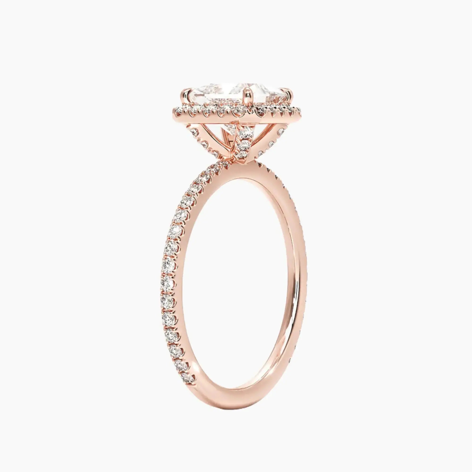 Cassiopeia Pave Princess Hidden Halo 2.5 Carat Lab Grown Diamond Engagement Ring in 18K White Gold