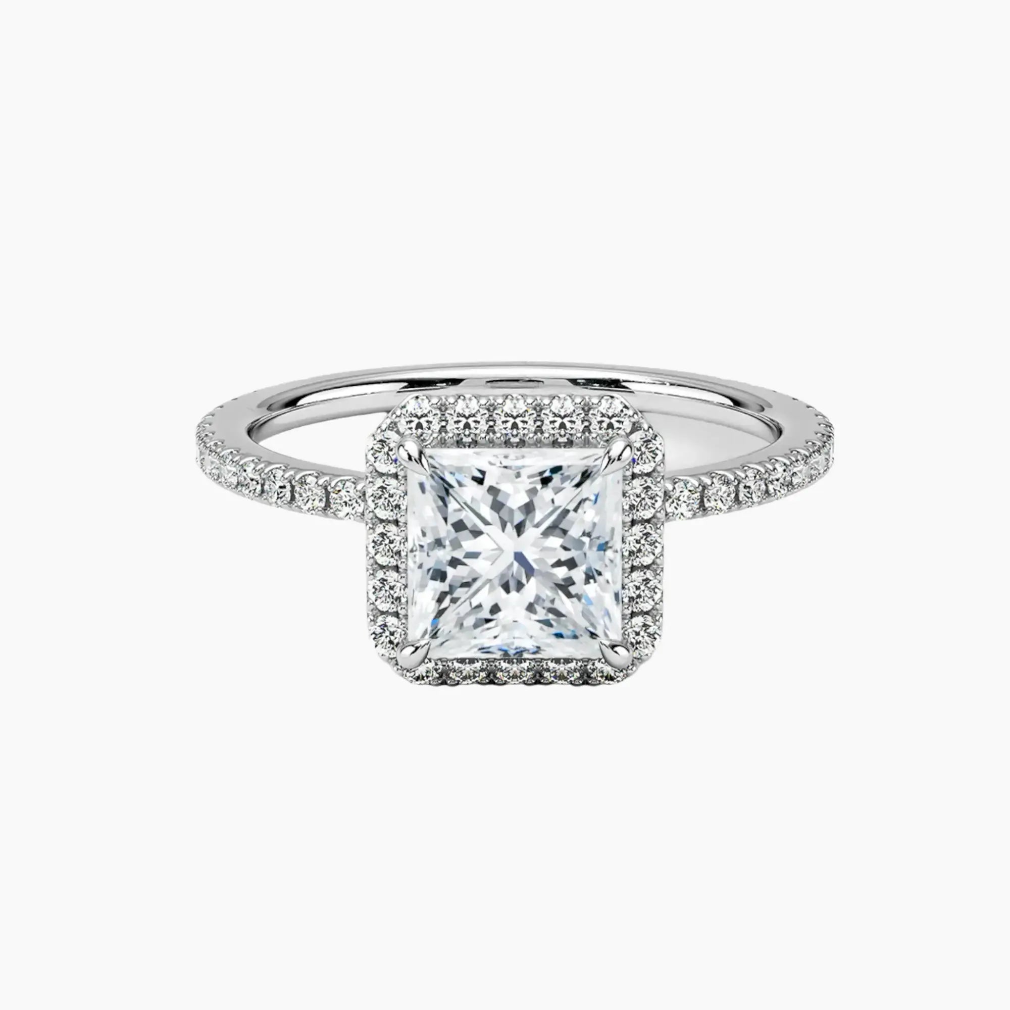 Cassiopeia Pave Princess Hidden Halo 2.5 Carat Lab Grown Diamond Engagement Ring in 18K Rose Gold