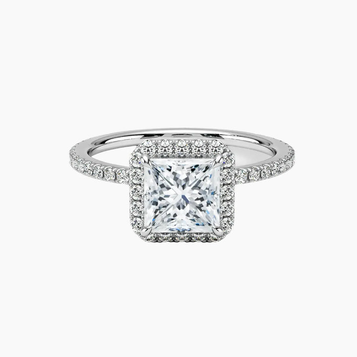 Cassiopeia Pave Princess Hidden Halo 1.5 Carat Lab Grown Diamond Engagement Ring in 14K White Gold