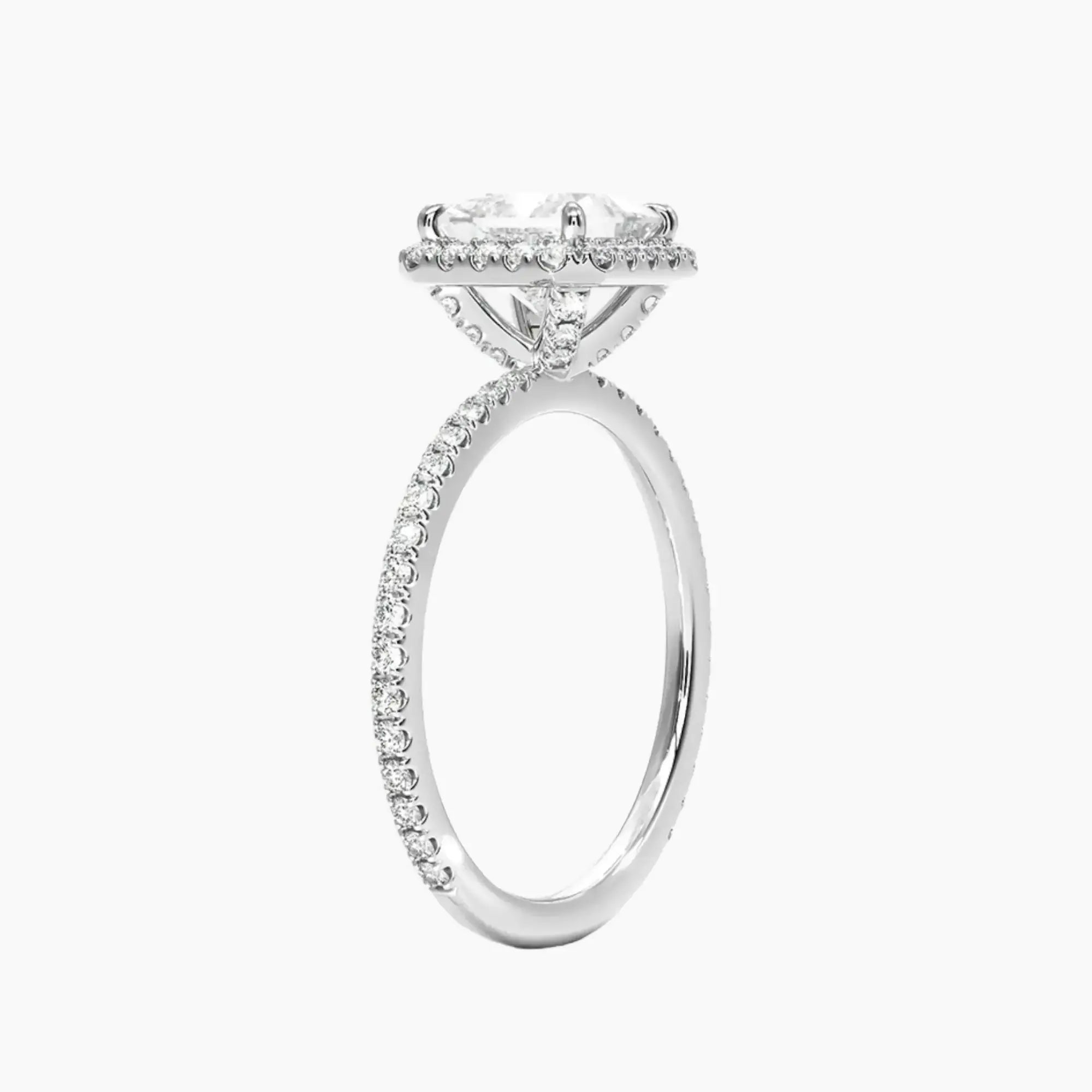 Cassiopeia Pave Princess Hidden Halo 2.5 Carat Lab Grown Diamond Engagement Ring in 14K White Gold