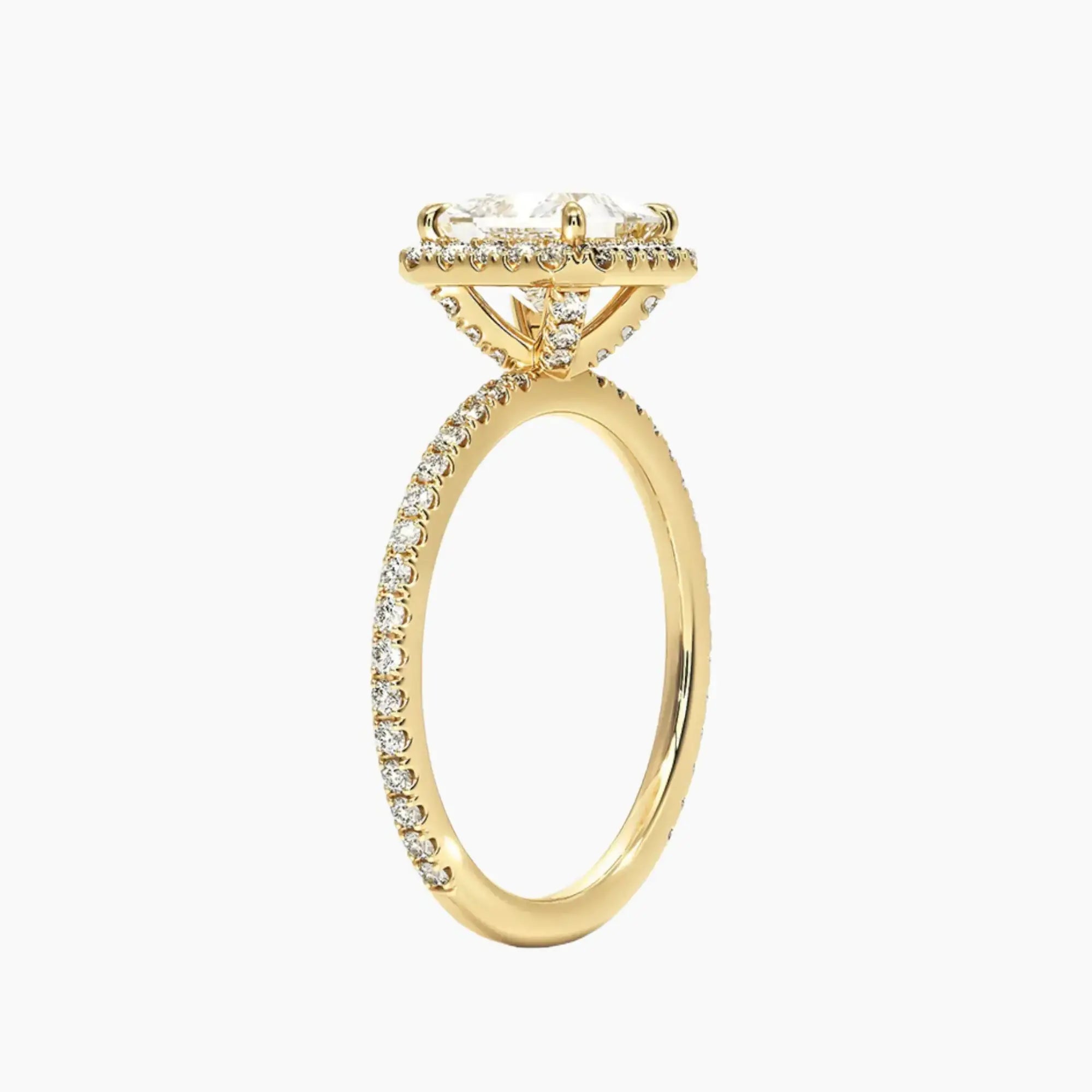 Cassiopeia Pave Princess Hidden Halo Diamond Ring Setting in 18K Rose Gold