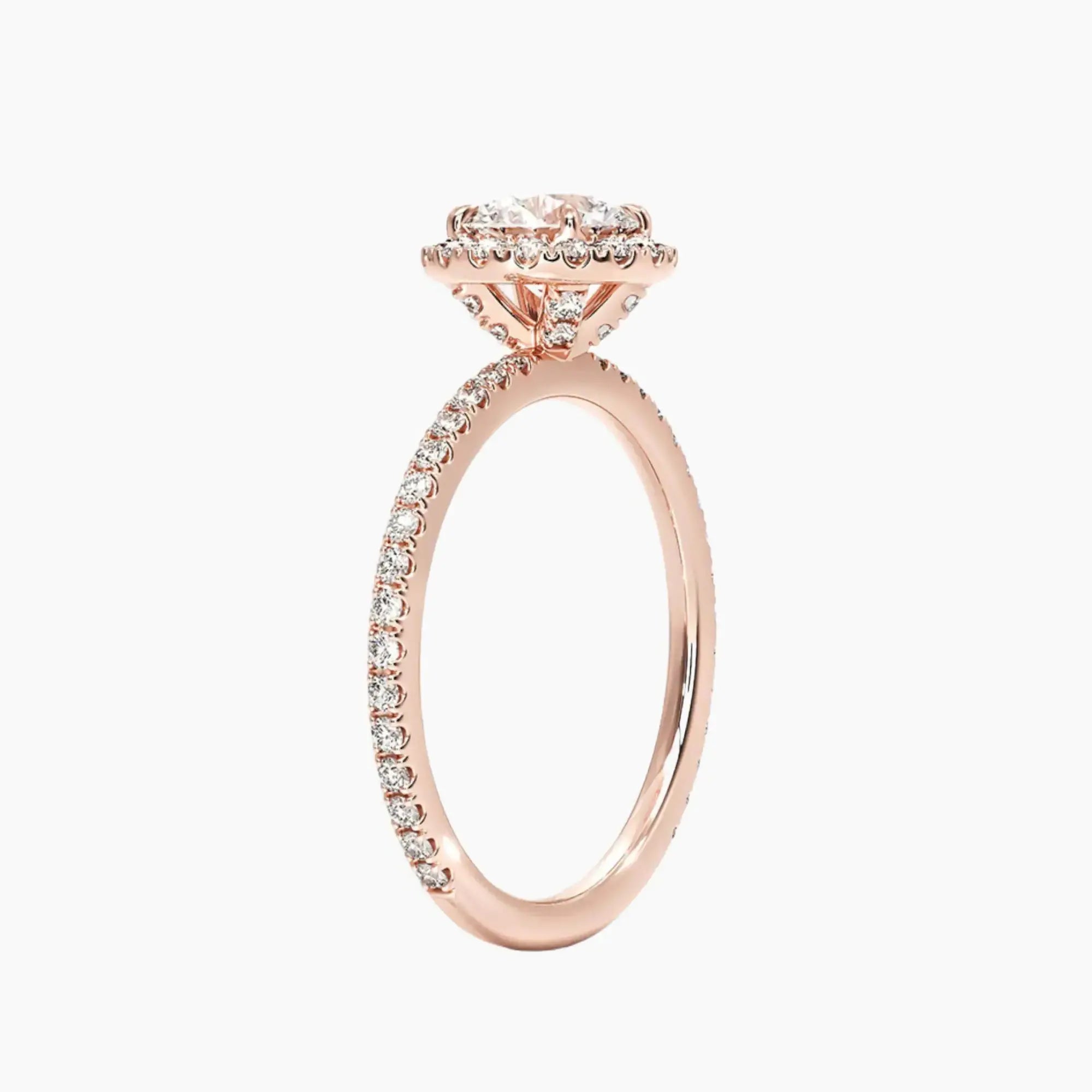 Cassiopeia Pave Round Hidden Halo 2.5 Carat Lab Grown Diamond Engagement Ring in 18K Yellow Gold