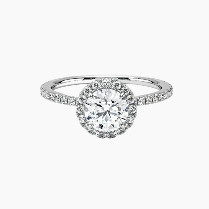 Cassiopeia Pave Round Hidden Halo 1 Carat Lab Grown Diamond Engagement Ring in 14K White Gold