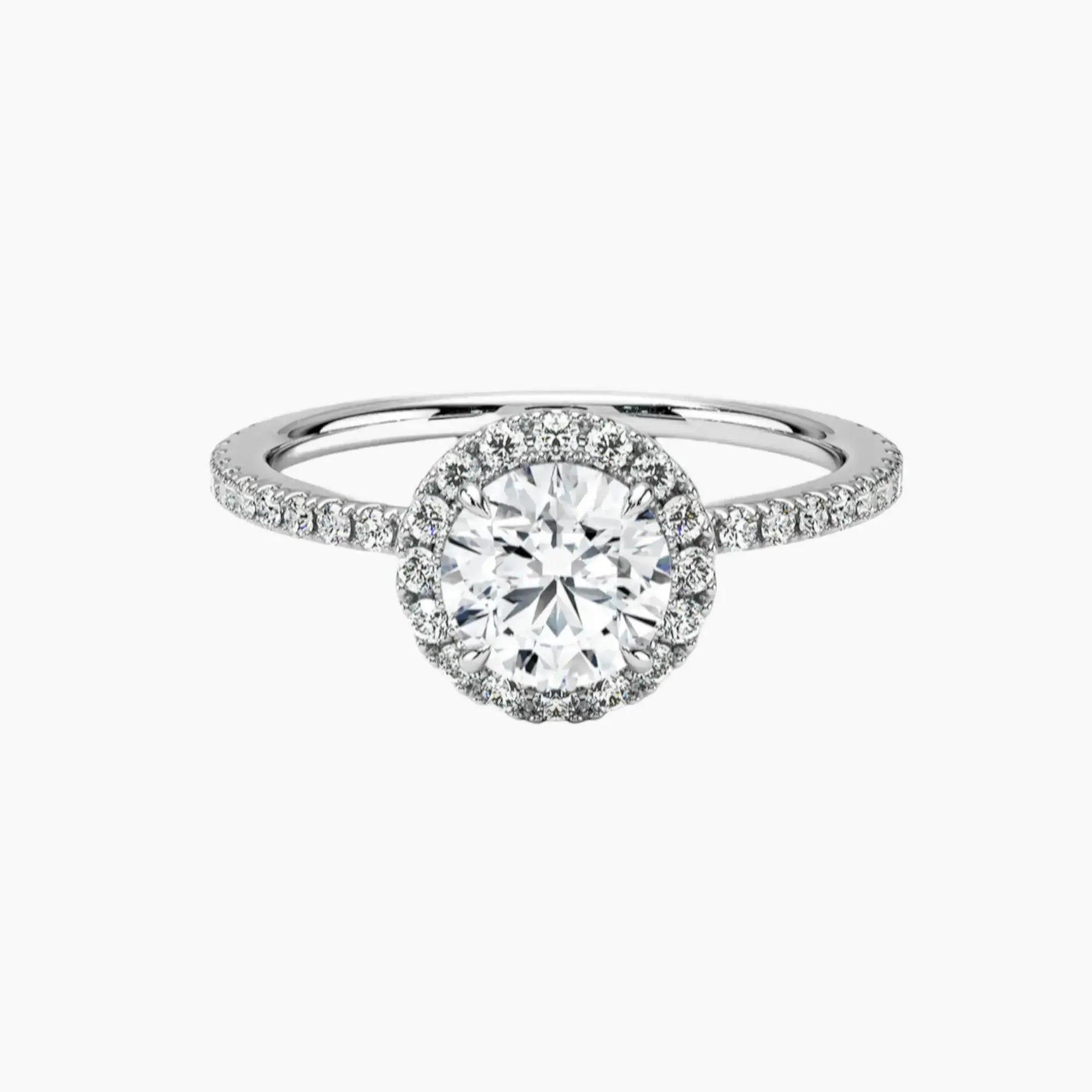Cassiopeia Pave Round Hidden Halo 1.5 Carat Lab Grown Diamond Engagement Ring in 14K White Gold