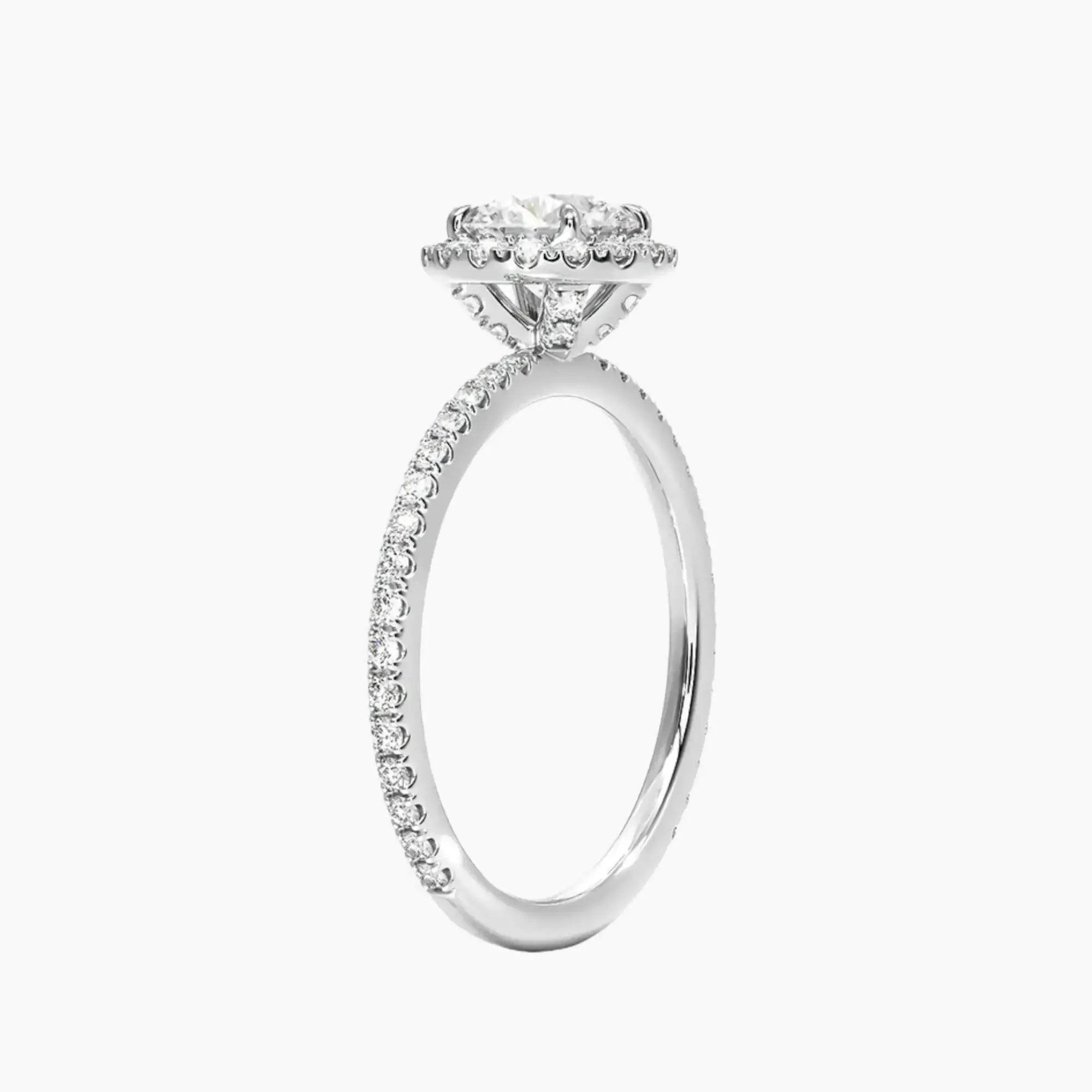 Cassiopeia Pave Round Hidden Halo 3 Carat Lab Grown Diamond Engagement Ring in 14K White Gold