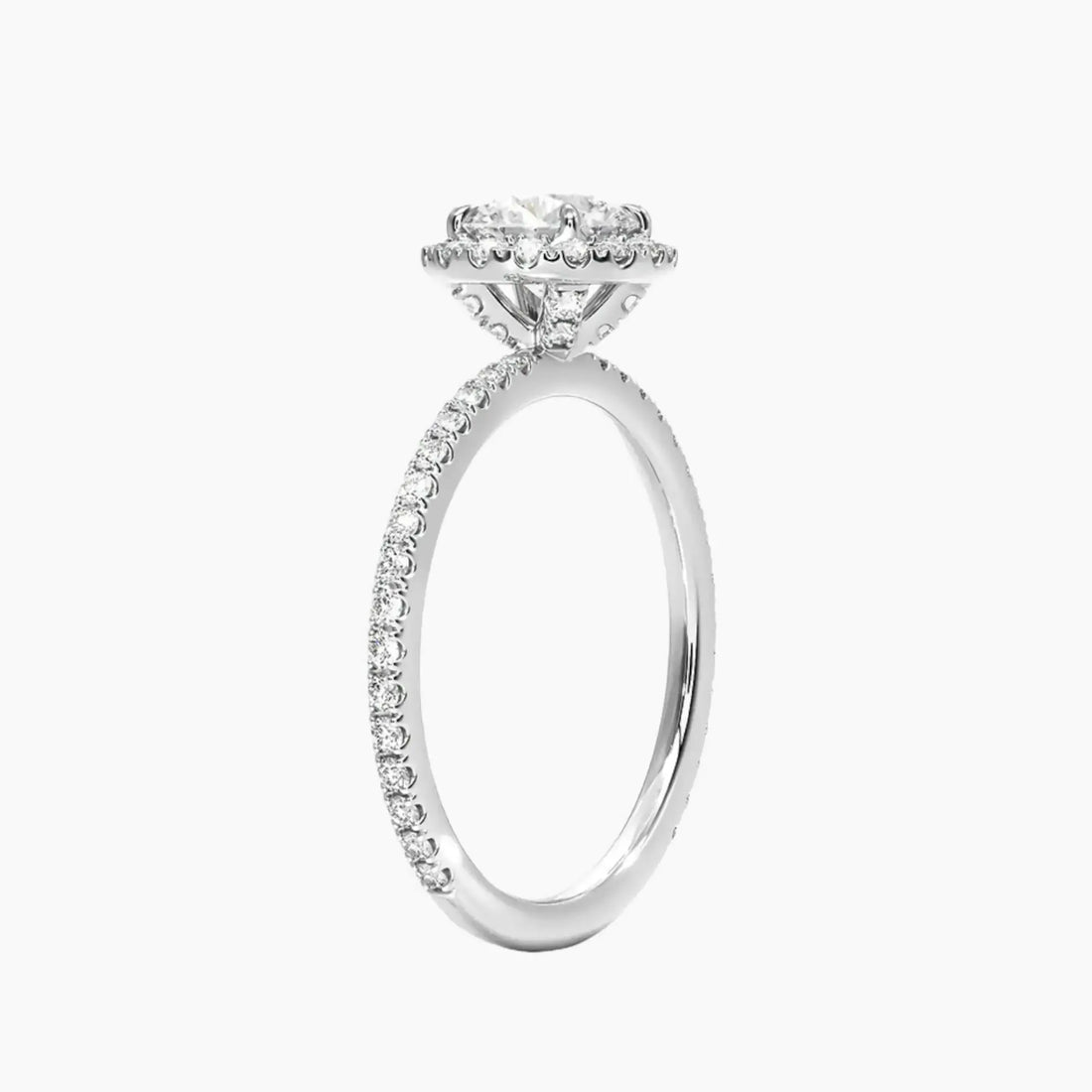 Cassiopeia Pave Round Hidden Halo 2.5 Carat Lab Grown Diamond Engagement Ring in 14K White Gold