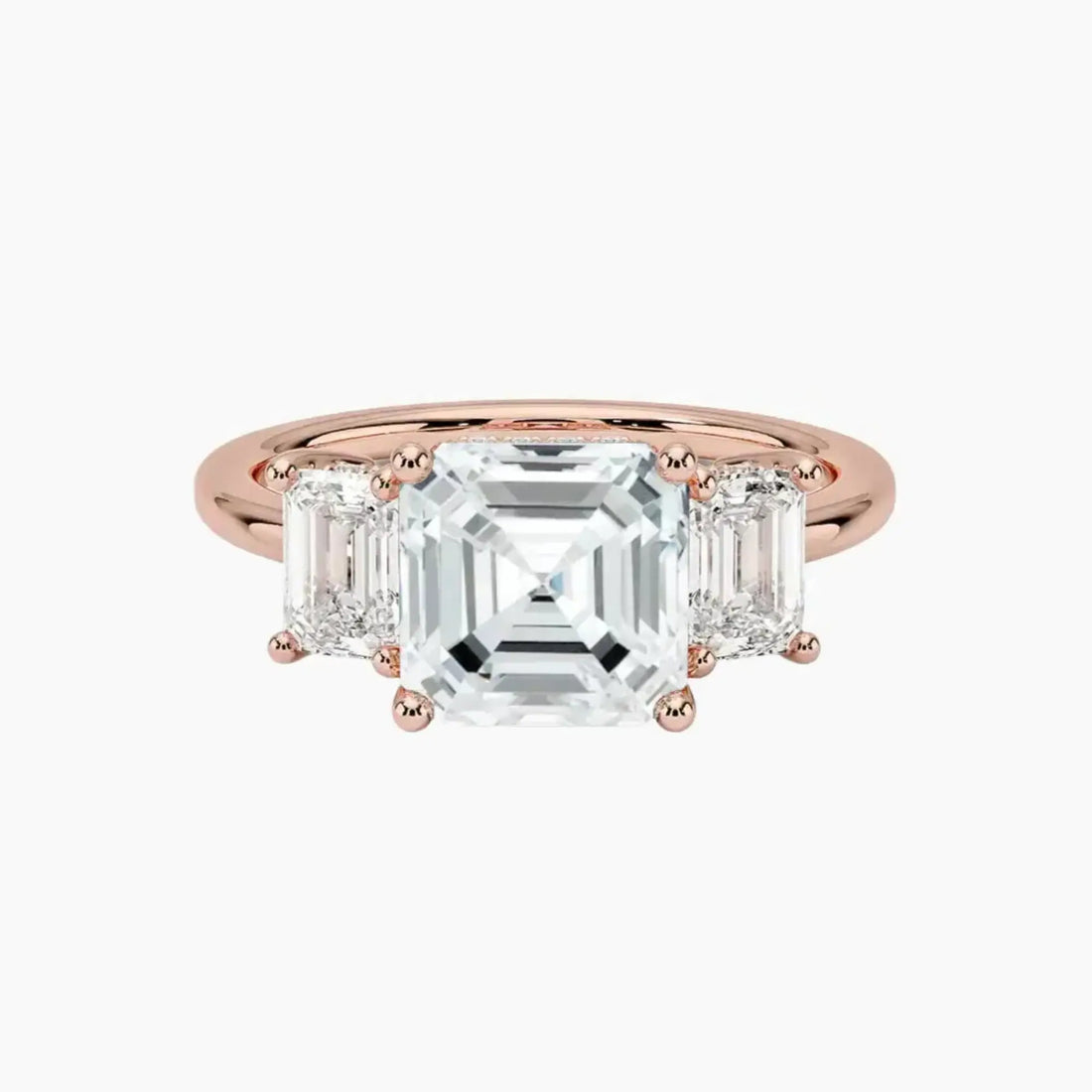 Aurelia Asscher Hidden Halo Diamond Ring Setting in 18K Rose Gold