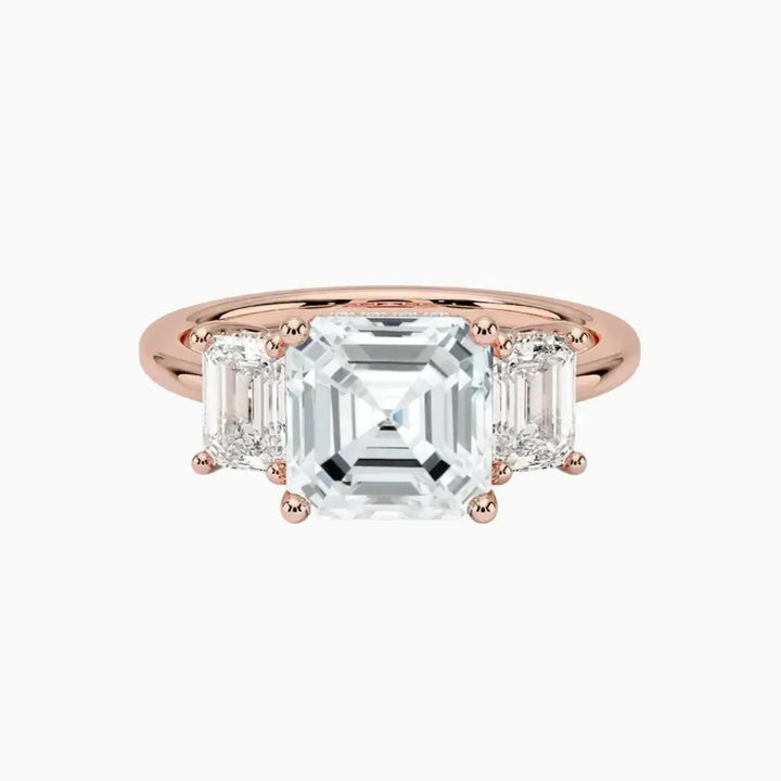 Aurelia Asscher Hidden Halo 1.5 Carat Lab Grown Diamond Engagement Ring in 18K Rose Gold