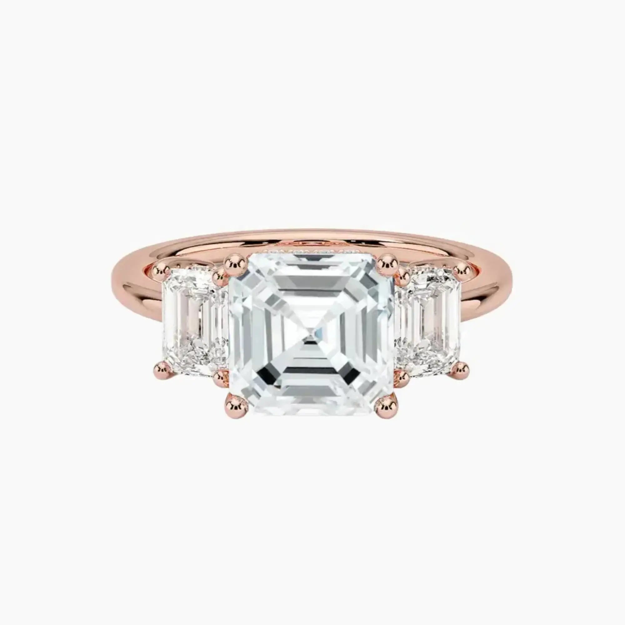 Aurelia Asscher Hidden Halo 2 Carat Lab Grown Diamond Engagement Ring in 18K White Gold