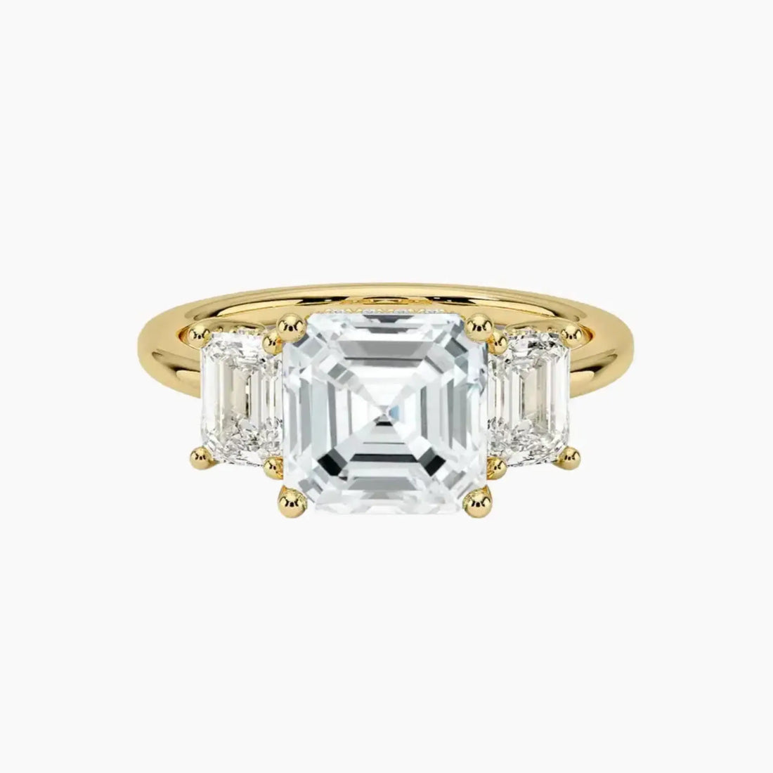 Aurelia Asscher Hidden Halo 2 Carat Lab Grown Diamond Engagement Ring in 18K White Gold
