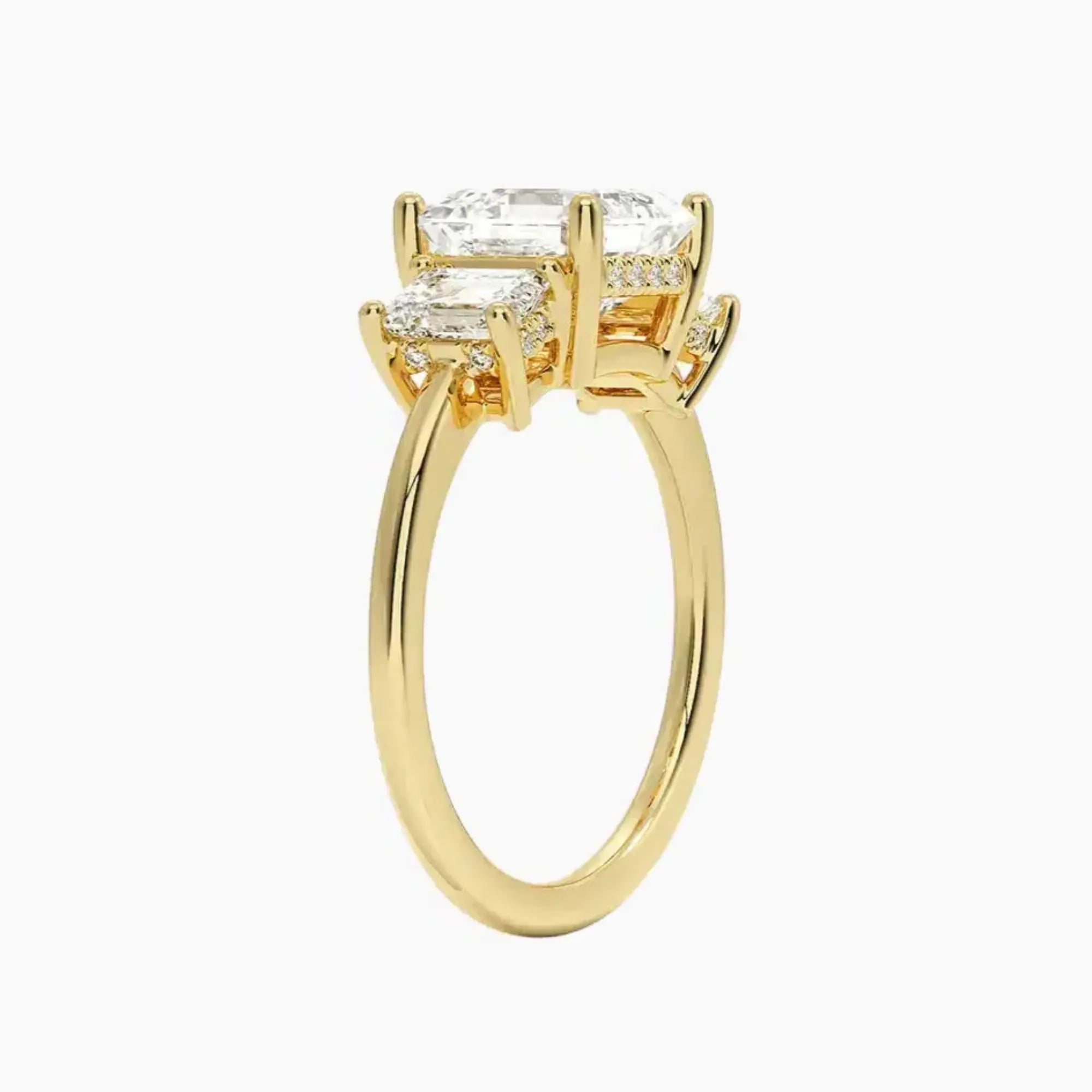 Aurelia Asscher Hidden Halo 3 Carat Lab Grown Diamond Engagement Ring in 18K Rose Gold
