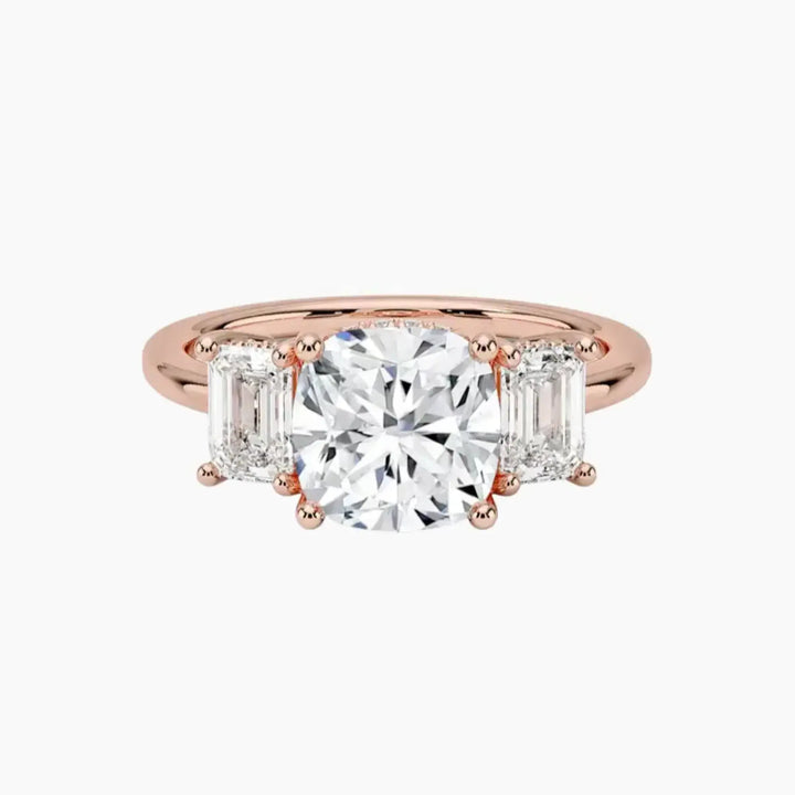 Aurelia Cushion Hidden Halo 2.5 Carat Lab Grown Diamond Engagement Ring in 18K Rose Gold