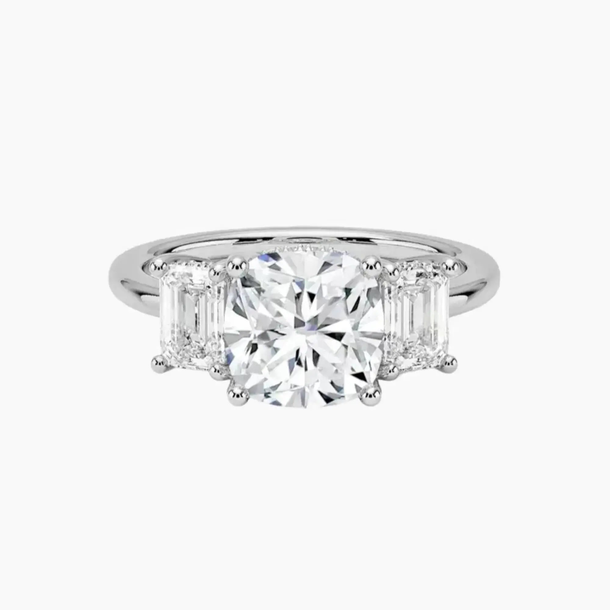 Aurelia Cushion Hidden Halo 3 Carat Lab Grown Diamond Engagement Ring in 14K White Gold