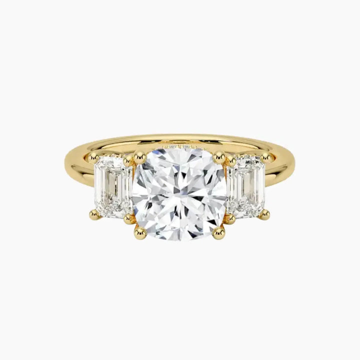 Aurelia Cushion Hidden Halo 3 Carat Lab Grown Diamond Engagement Ring in 18K Yellow Gold